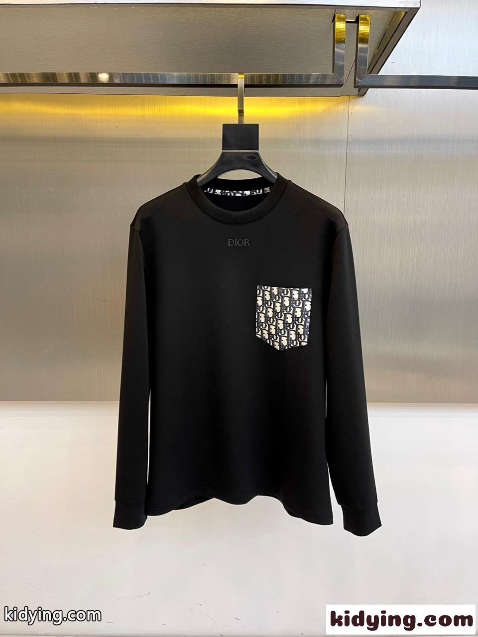 シンプル 上品 クルーネック 長袖Tシャツ クリスチャン・ディオール Tシャツ コピー ブラック-0