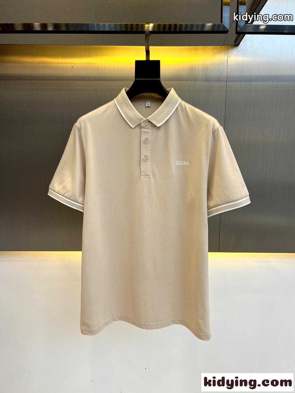 カジュアル コットン 半袖ポロシャツ エルメネジルド・ゼニア Tシャツ コピー ベージュ-0