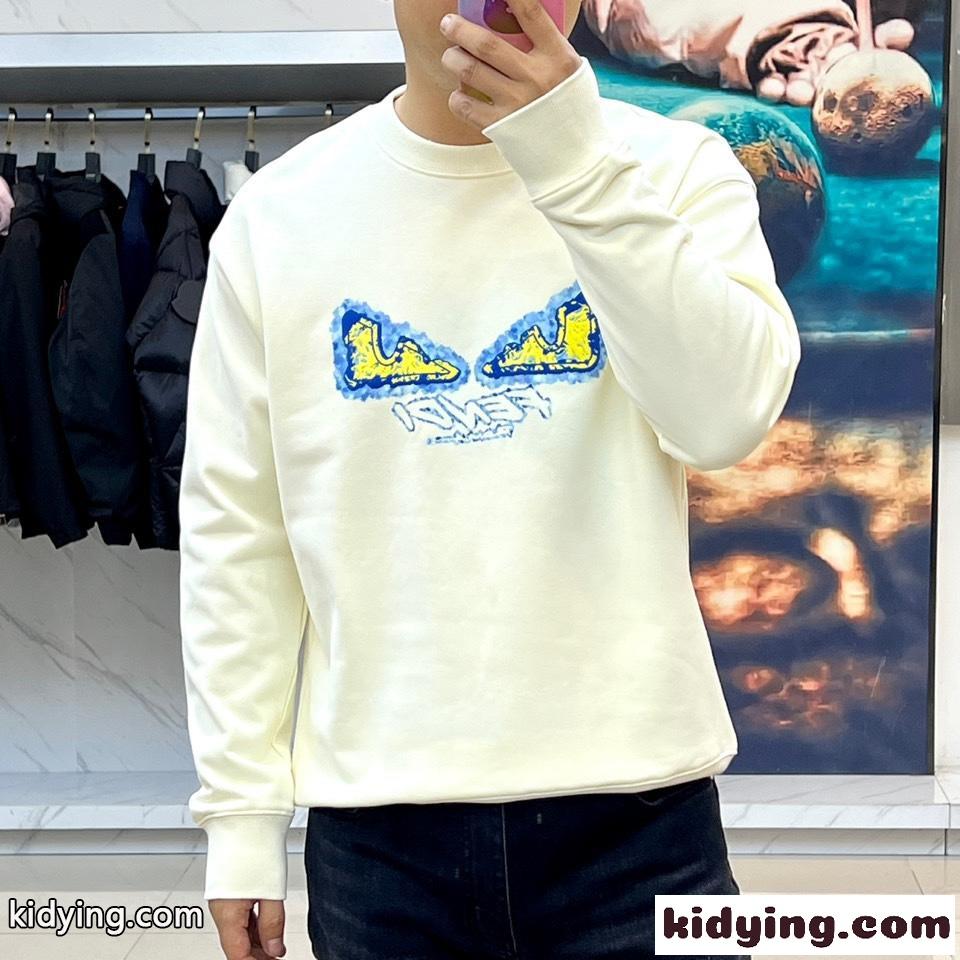 定番 ロゴプリント クルーネック スウェットシャツ フェンディ Tシャツ コピー ベージュ-1