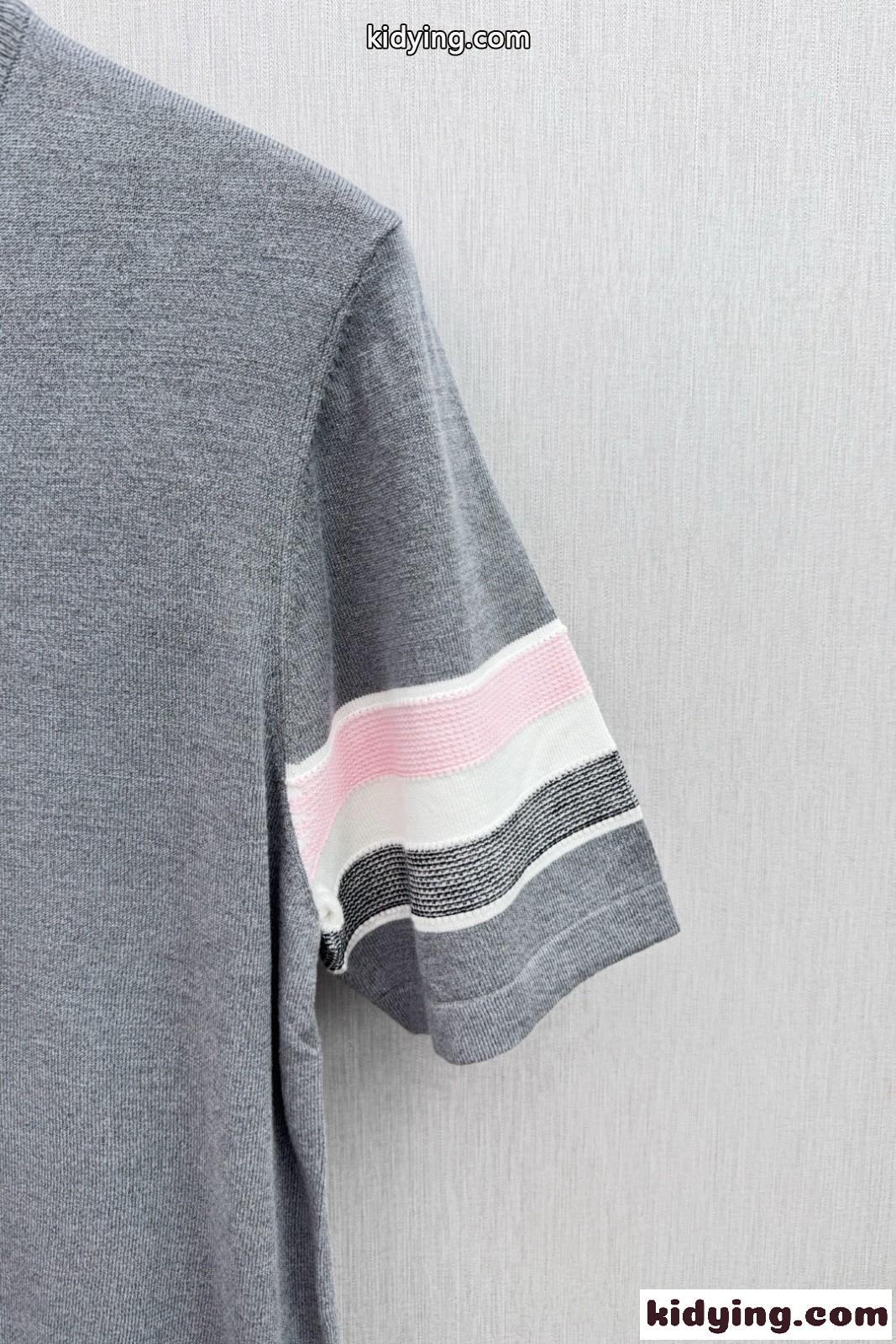 カジュアル お洒落 ニットTシャツ トムブラウン Tシャツ 偽物 クルーネック-4