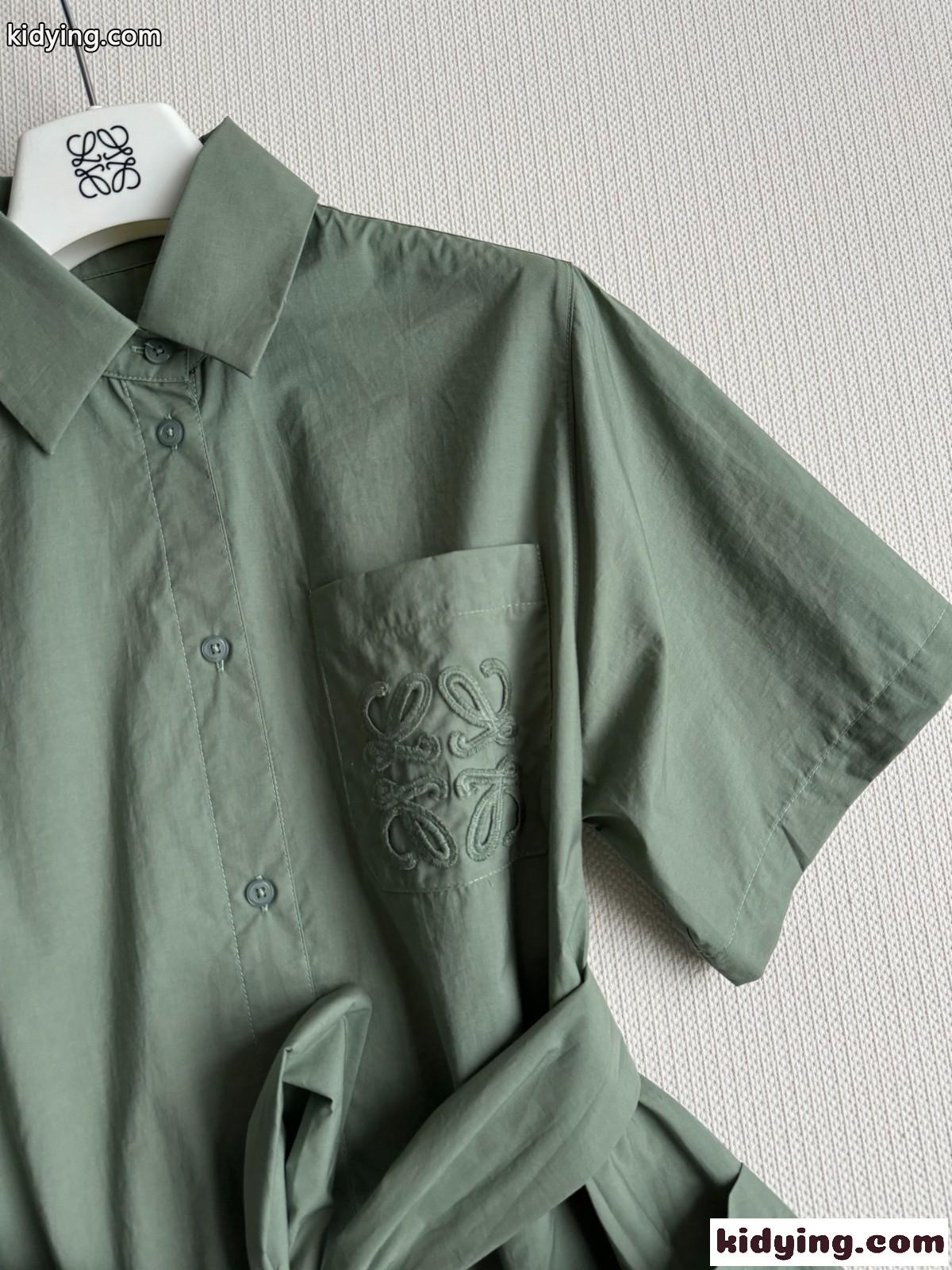 定番 コットン シャツワンピース ロエベ ワンピース コピー グリーン-2
