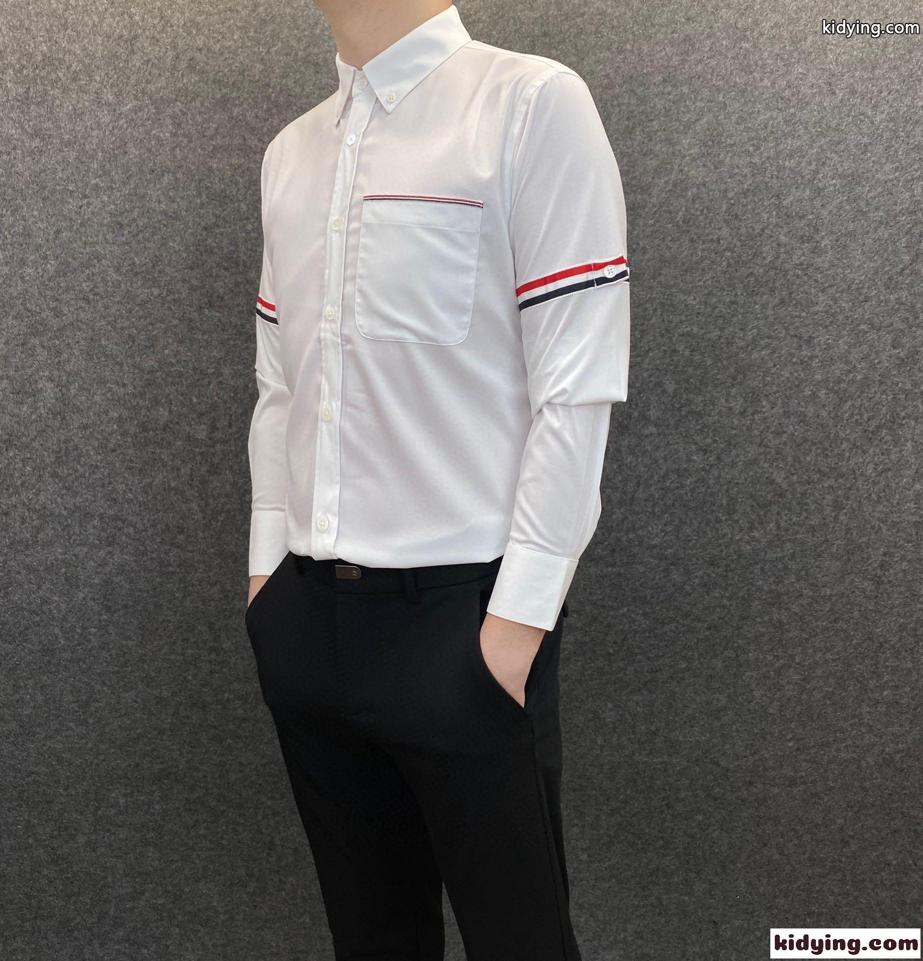 人気 定番 上品 ビジネス 通勤 長袖 トムブラウン シャツ コピー メンズ カジュアル トップス コットン 快適 白 ホワイト-2