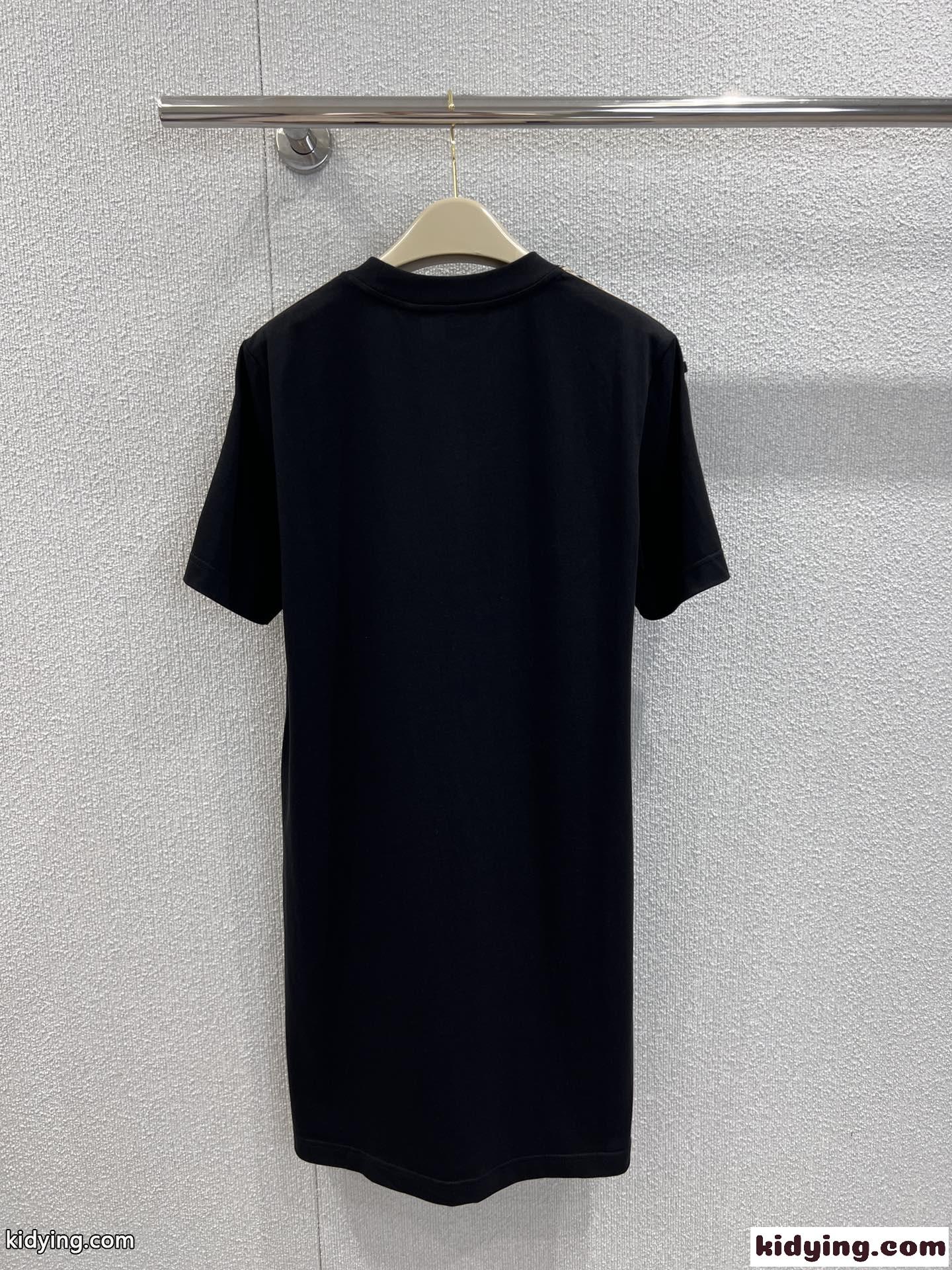 チェックトリム コットン Tシャツドレス バーバリー ワンピース コピー ブラック-0