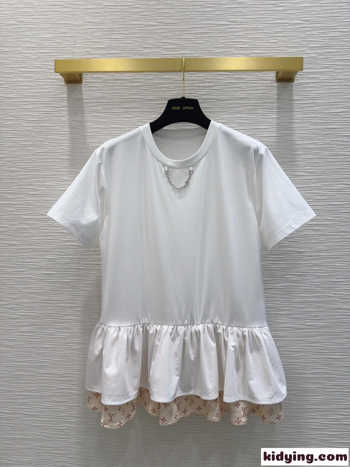 可愛い モノグラムフラウンスTシャツ ルイヴィトン Tシャツ コピー ショートスリーブ-1