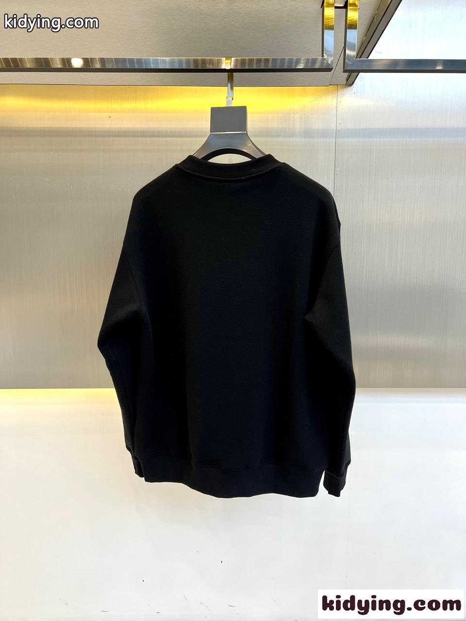 カジュアル ロゴ入り フェンディ Tシャツ コピー スウェットシャツ ブラック-3