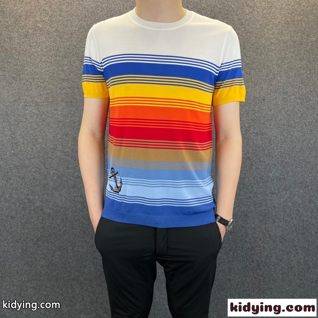 着心地抜群 ニット 半袖 メンズ トップス トムブラウン tシャツ コピー クルーネック お洒落 カジュアル-1