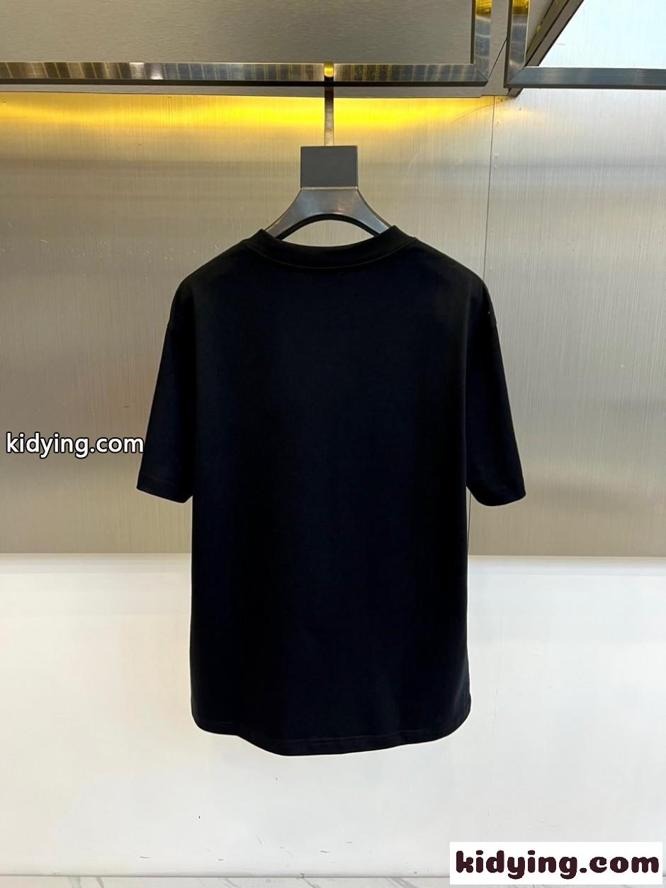 ベーシック ロゴ バーバリー Tシャツ 偽物 クルーネック 半袖Tシャツ ブラック-3