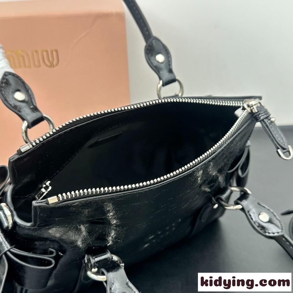 MIUMIU ロゴ レザー ハンドバッグ ミュウミュウ バッグ コピー ブラック-3