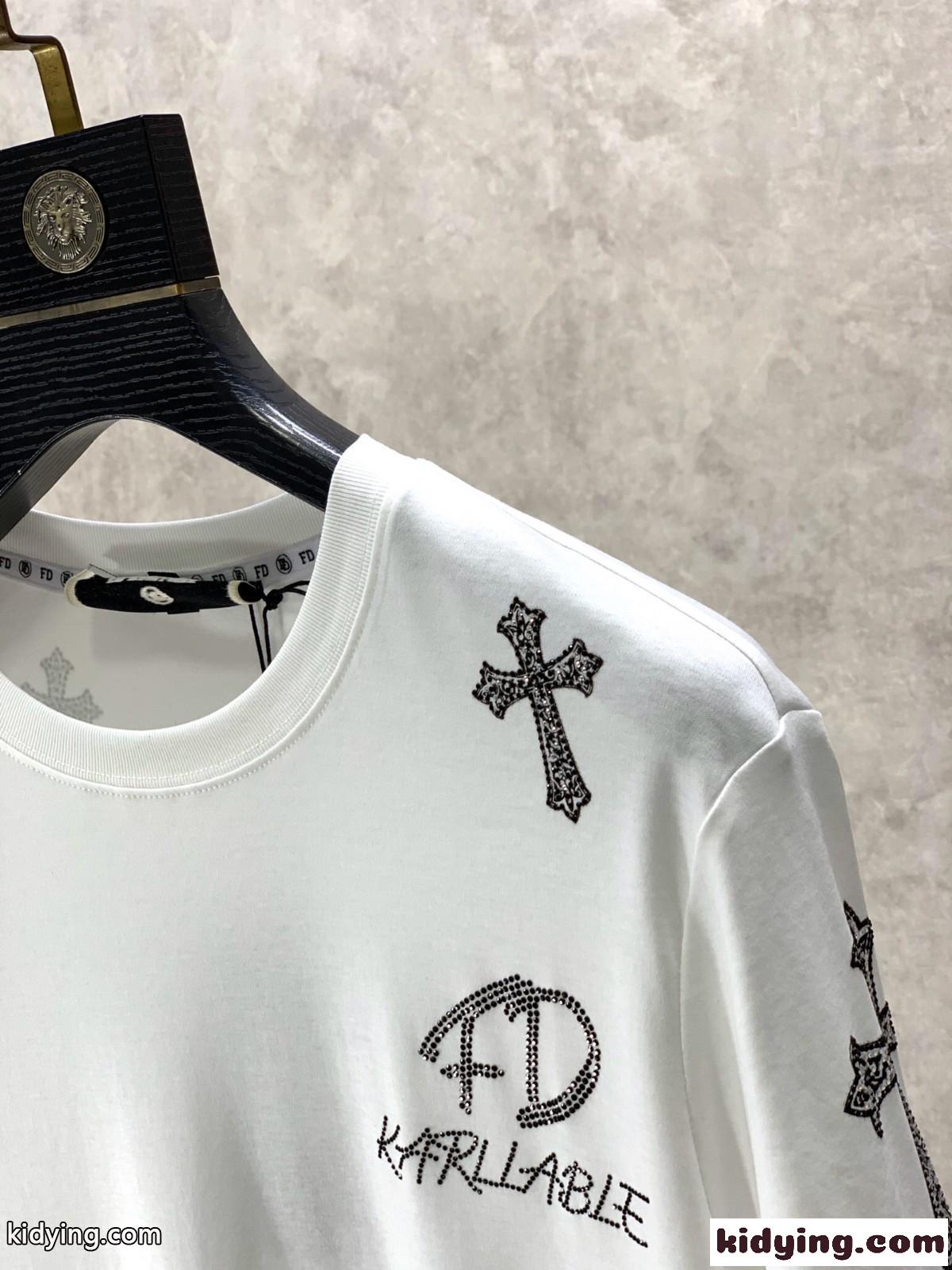 ユニセックス ファッション クルーネック 半袖Tシャツ クロムハーツ Tシャツ コピー-4