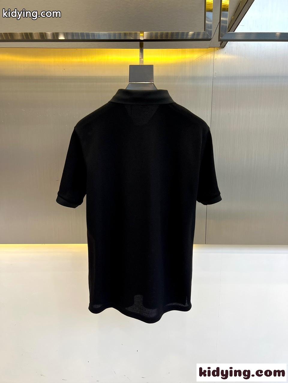 洗練された カジュアル モンクレール Tシャツ 偽物 ロゴ コットン 半袖 ポロシャツ ブラック-0