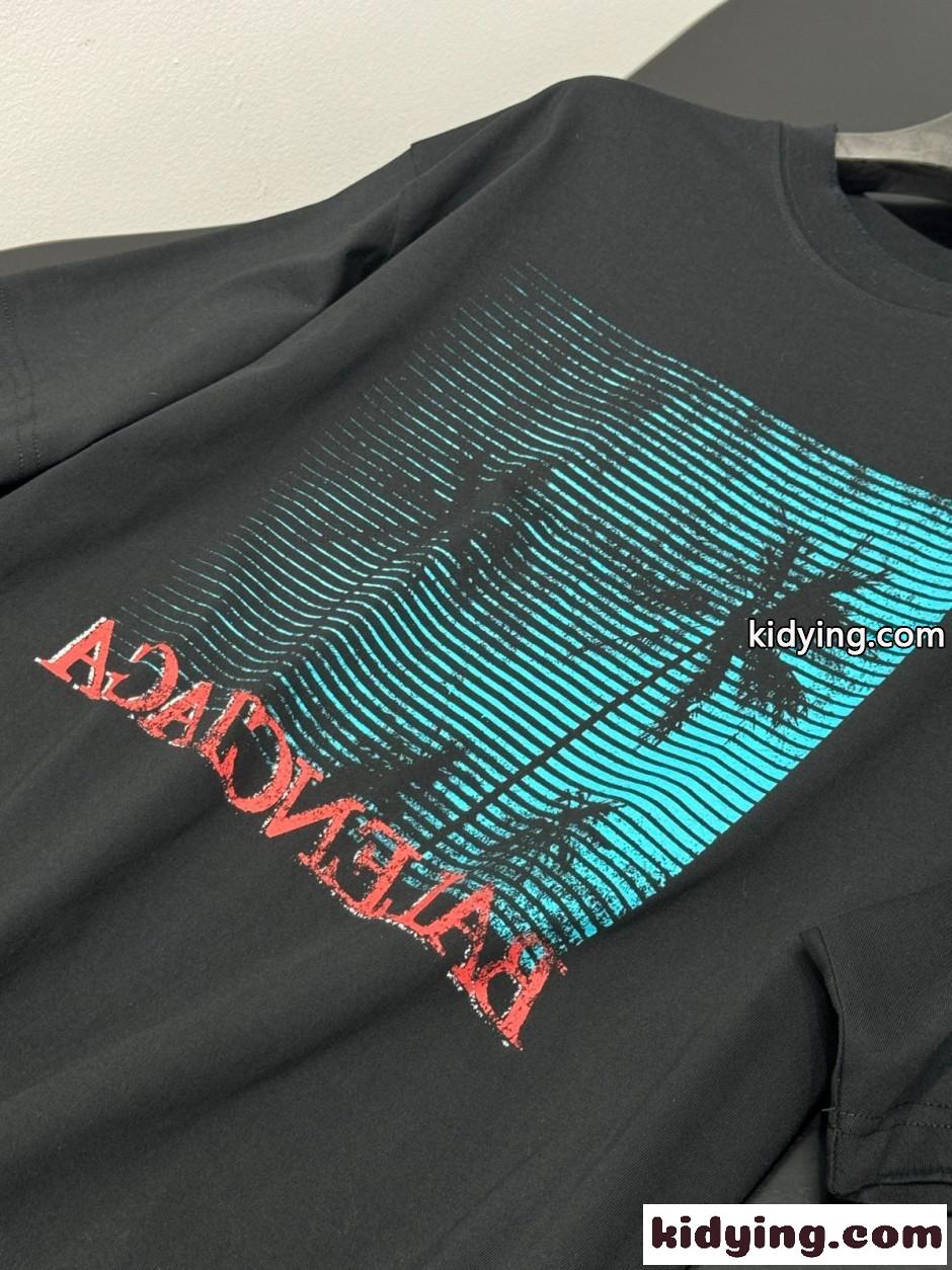 スタイリッシュ プリント 半袖Tシャツ バレンシアガ Tシャツ 偽物 ユニセックス-2