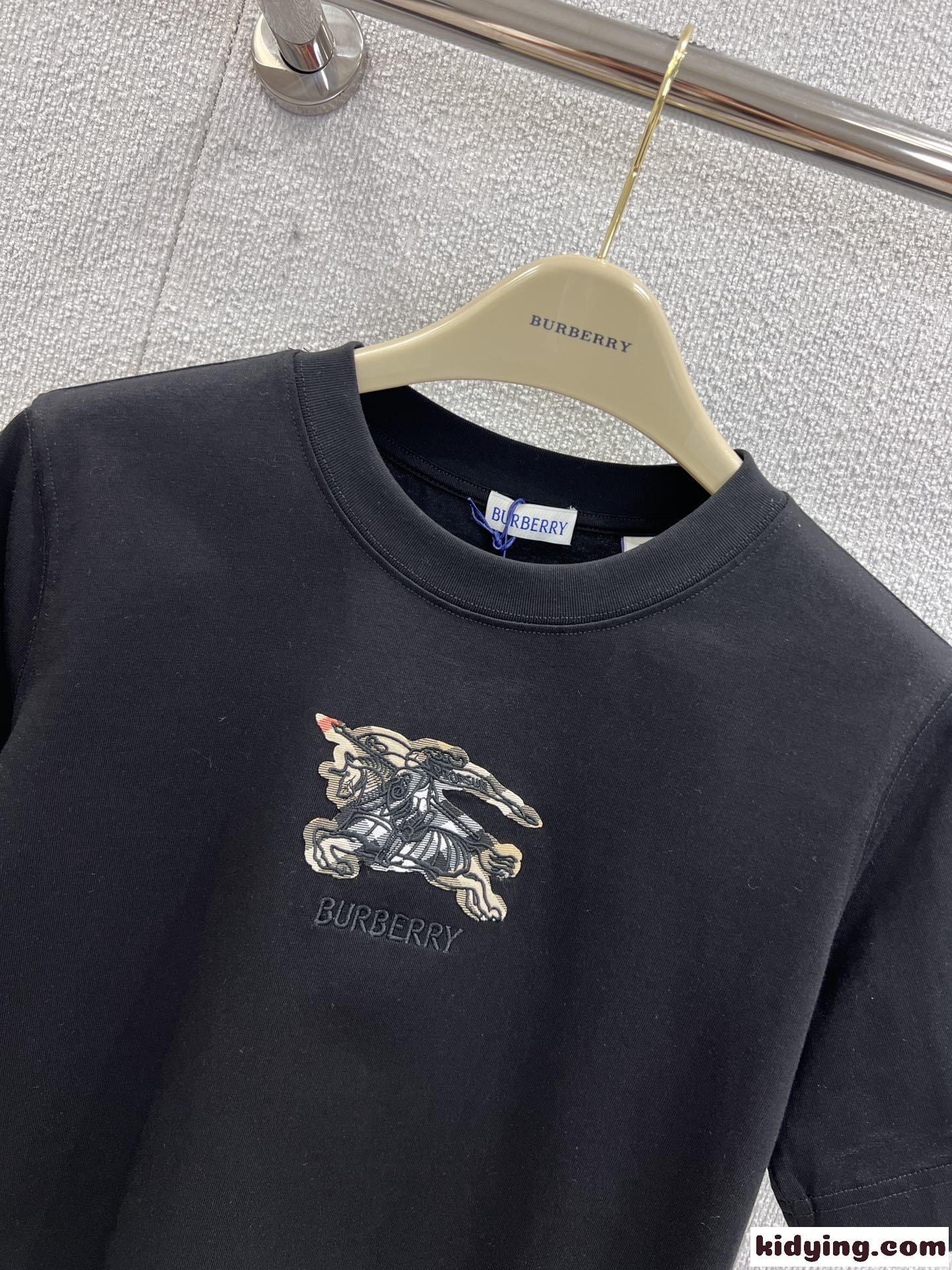 EKD チェック コットンTシャツ バーバリー Tシャツ コピー クルーネック ブラック-1