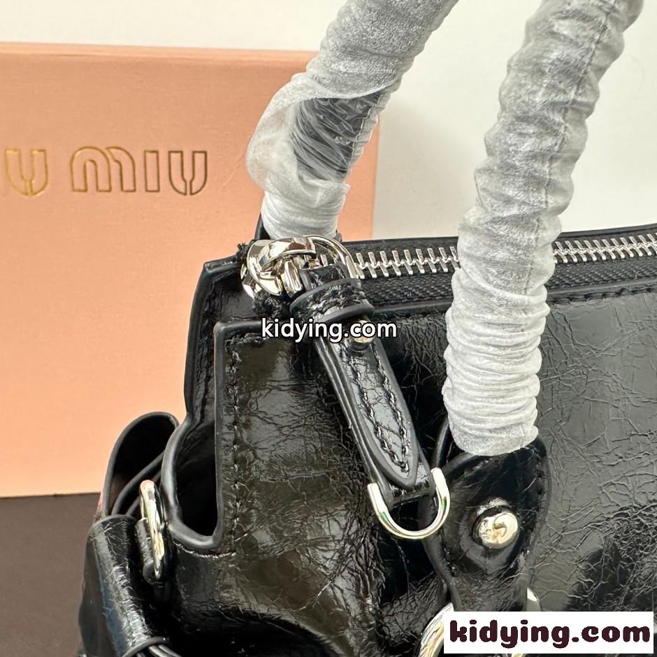 MIUMIU ロゴ レザー ハンドバッグ ミュウミュウ バッグ コピー ブラック-4