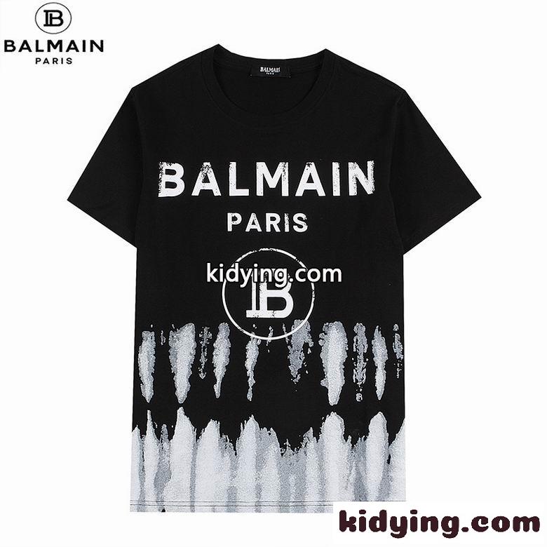 カジュアル 個性的 プリント 半袖 クルーネック バルマン Tシャツ コピー 合わせやすい-2