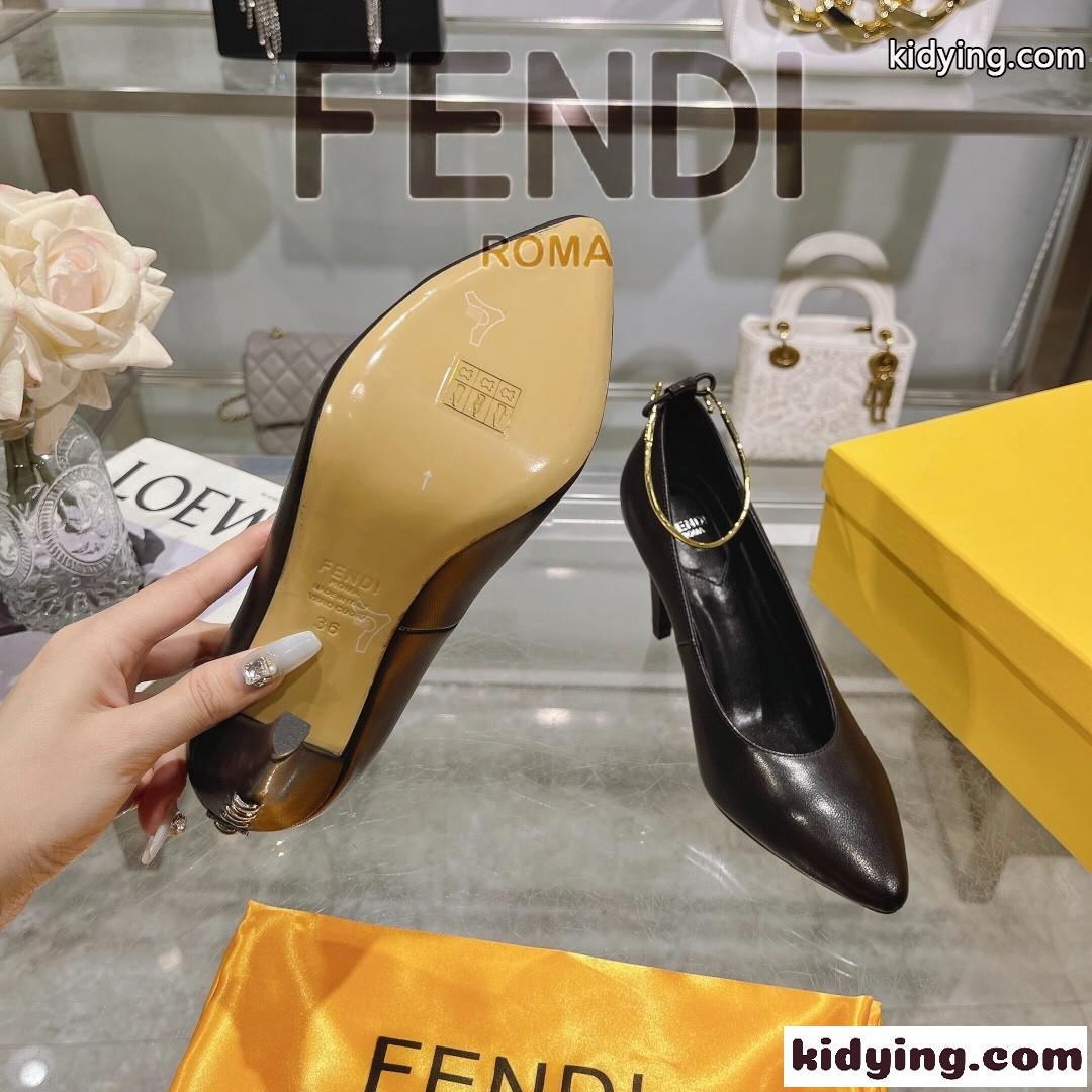 フェンディ フィーロ レザー パンプス スーパーコピー ハイヒール ブラック-4