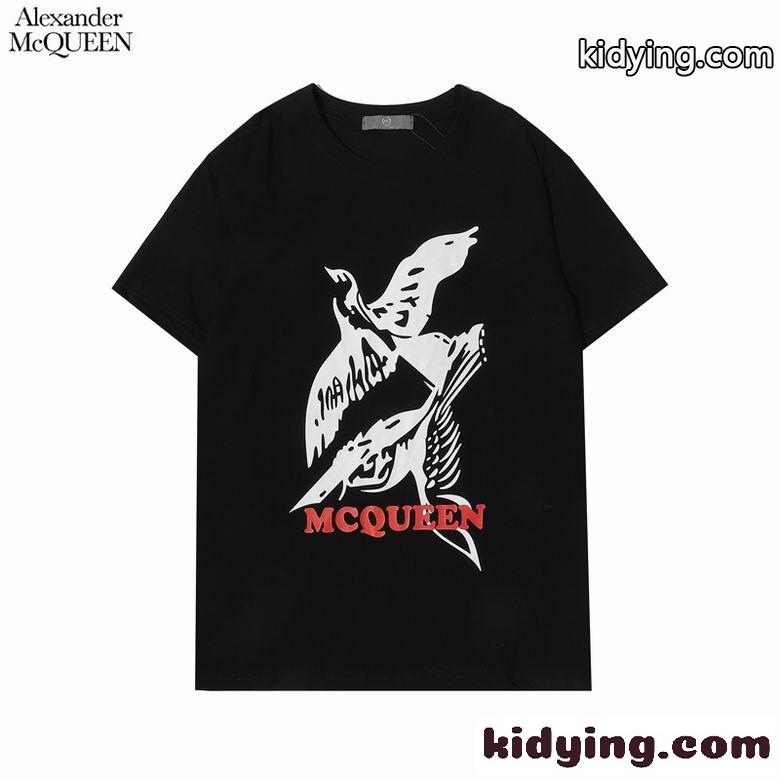 アレキサンダー・マックイーン 半袖Tシャツ コピー 定番 流行り 人気 ゆったり 快適 クルーネック カジュアル ホワイト ブラック-1