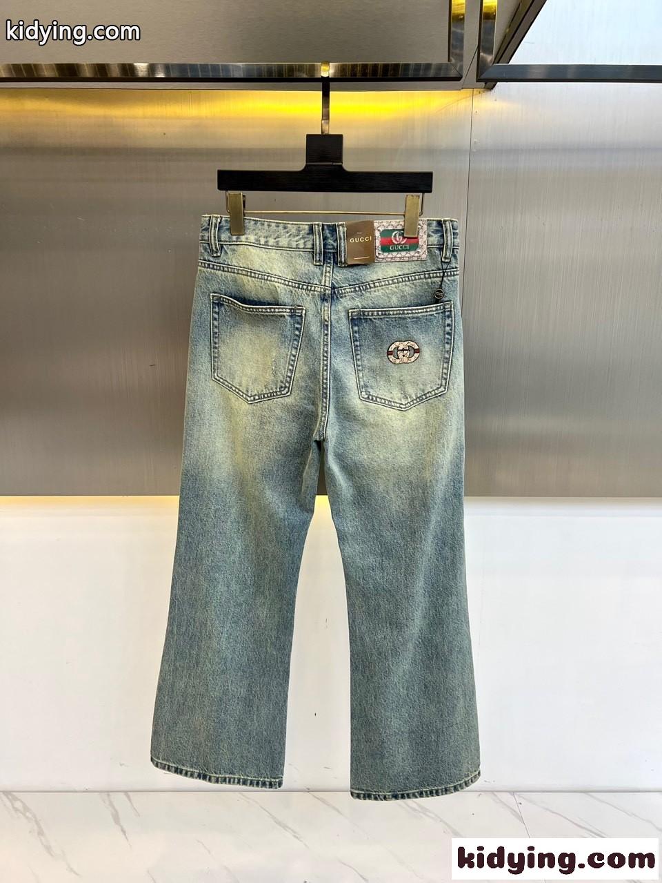 カジュアル ダメージ加工 デニムパンツ グッチ パンツ 偽物 メンズ ジーンズ-0