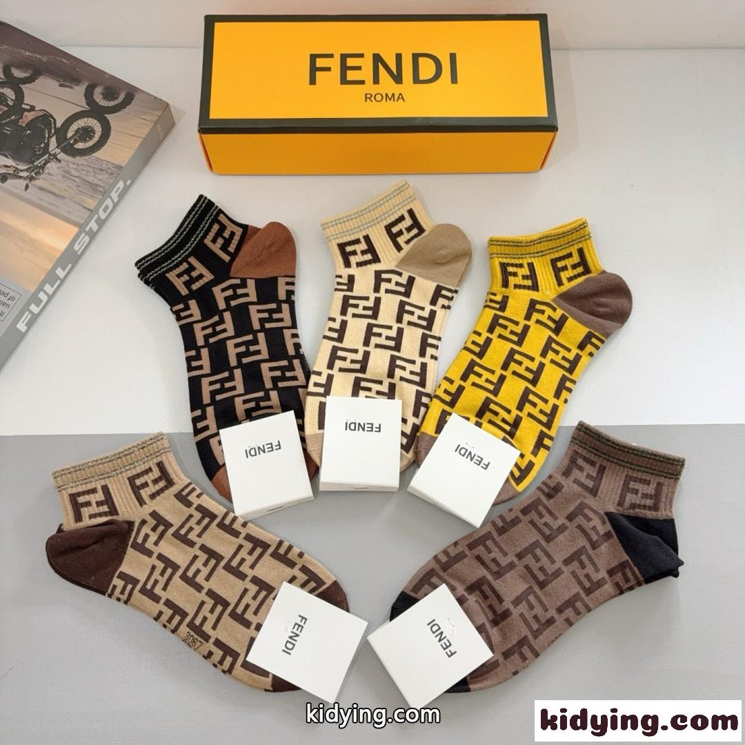 FFロゴ 5足セット ソックス フェンディ 靴下 偽物 合わせやすい-4