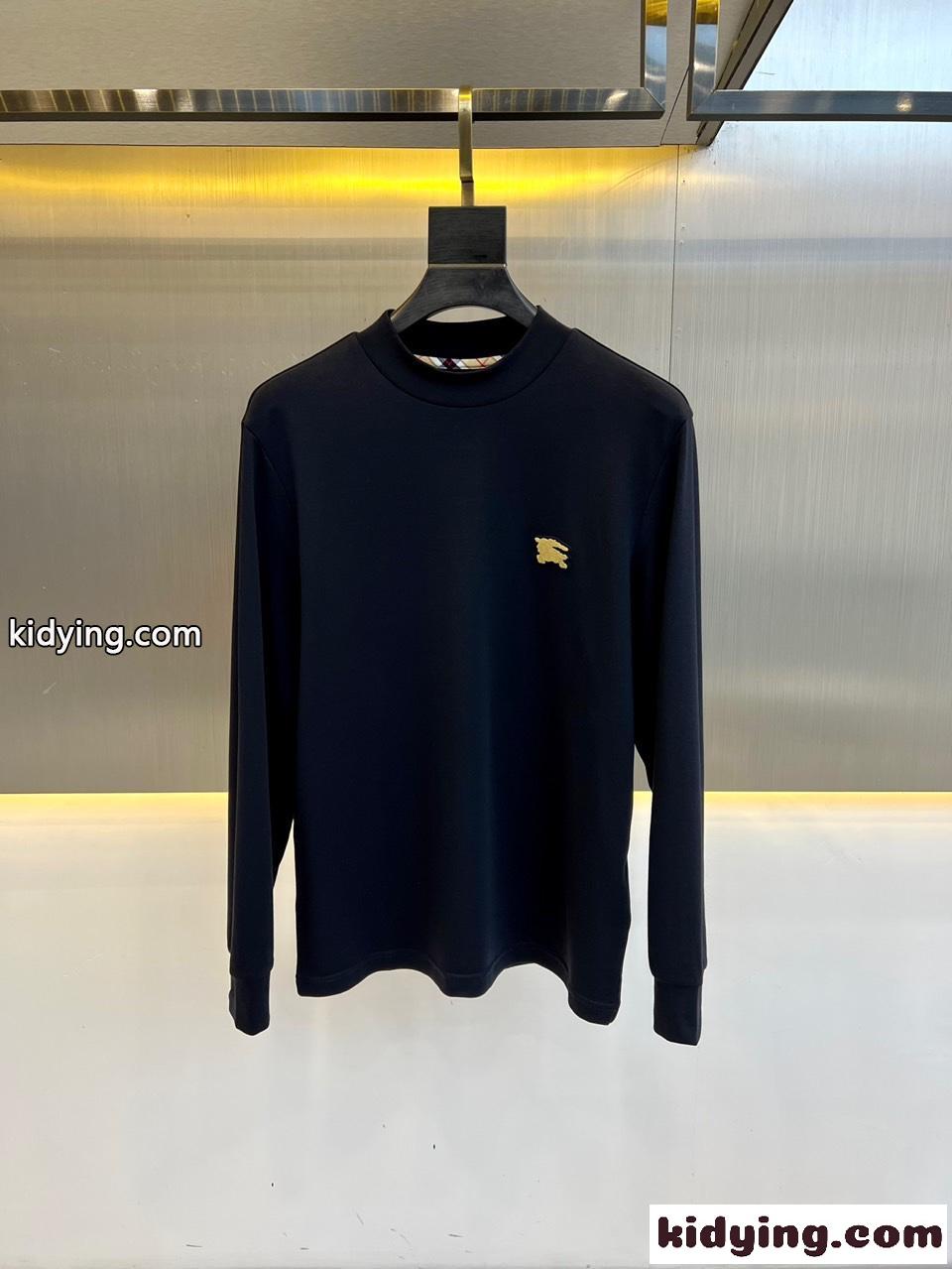 シンプル 合わせやすい 秋冬 メンズ 長袖Tシャツ バーバリー Tシャツ コピー ネイビー-0