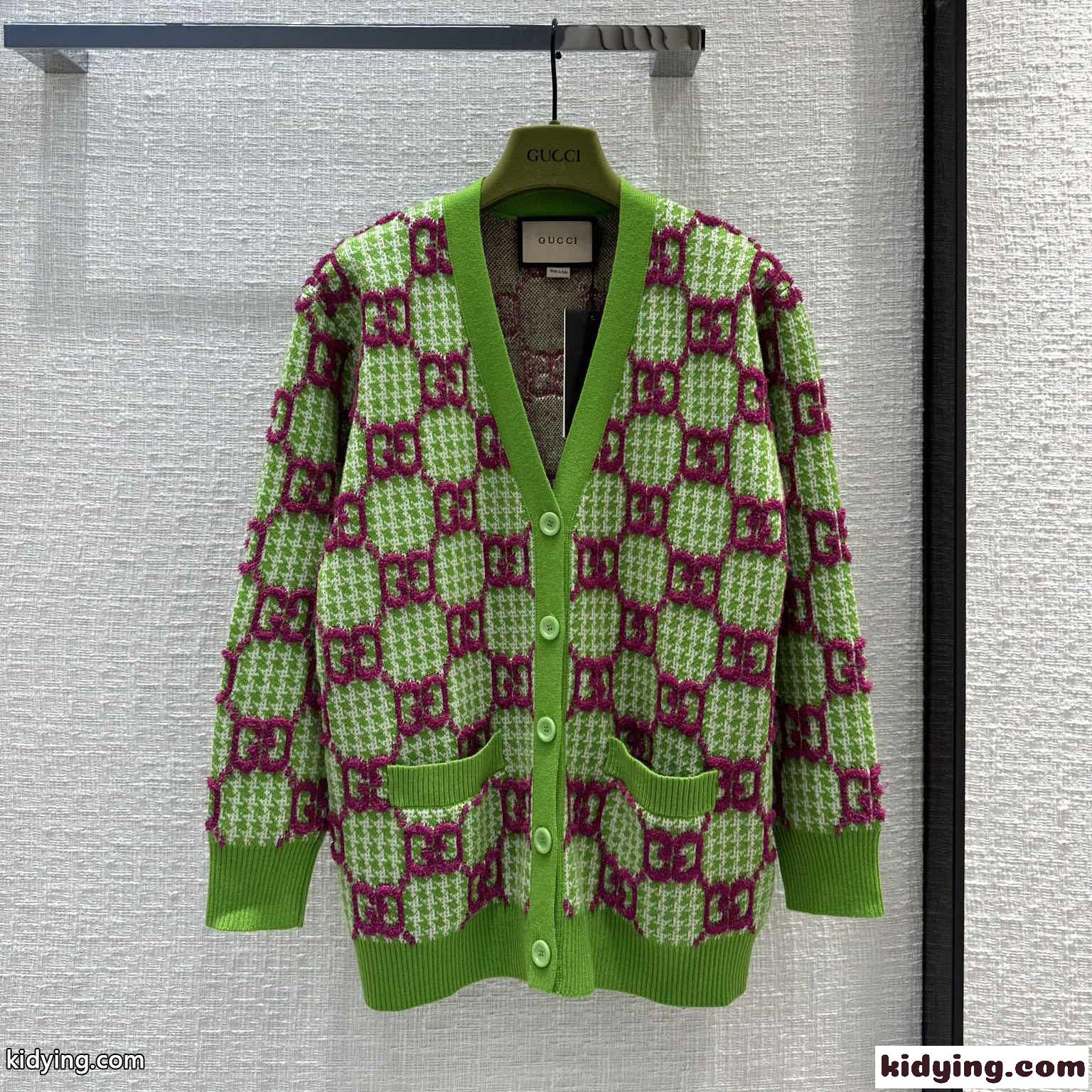 グッチ カーディガン コピー レディース 可愛い お洒落 GGジャガード ゆったり-2