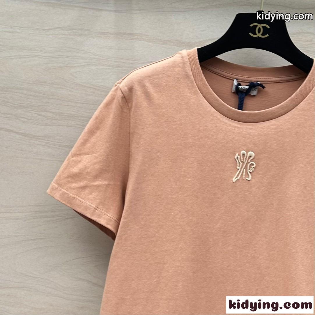 シンプル クルーネック 合わせやすい モンクレール 半袖Tシャツ コピー ピンク-3