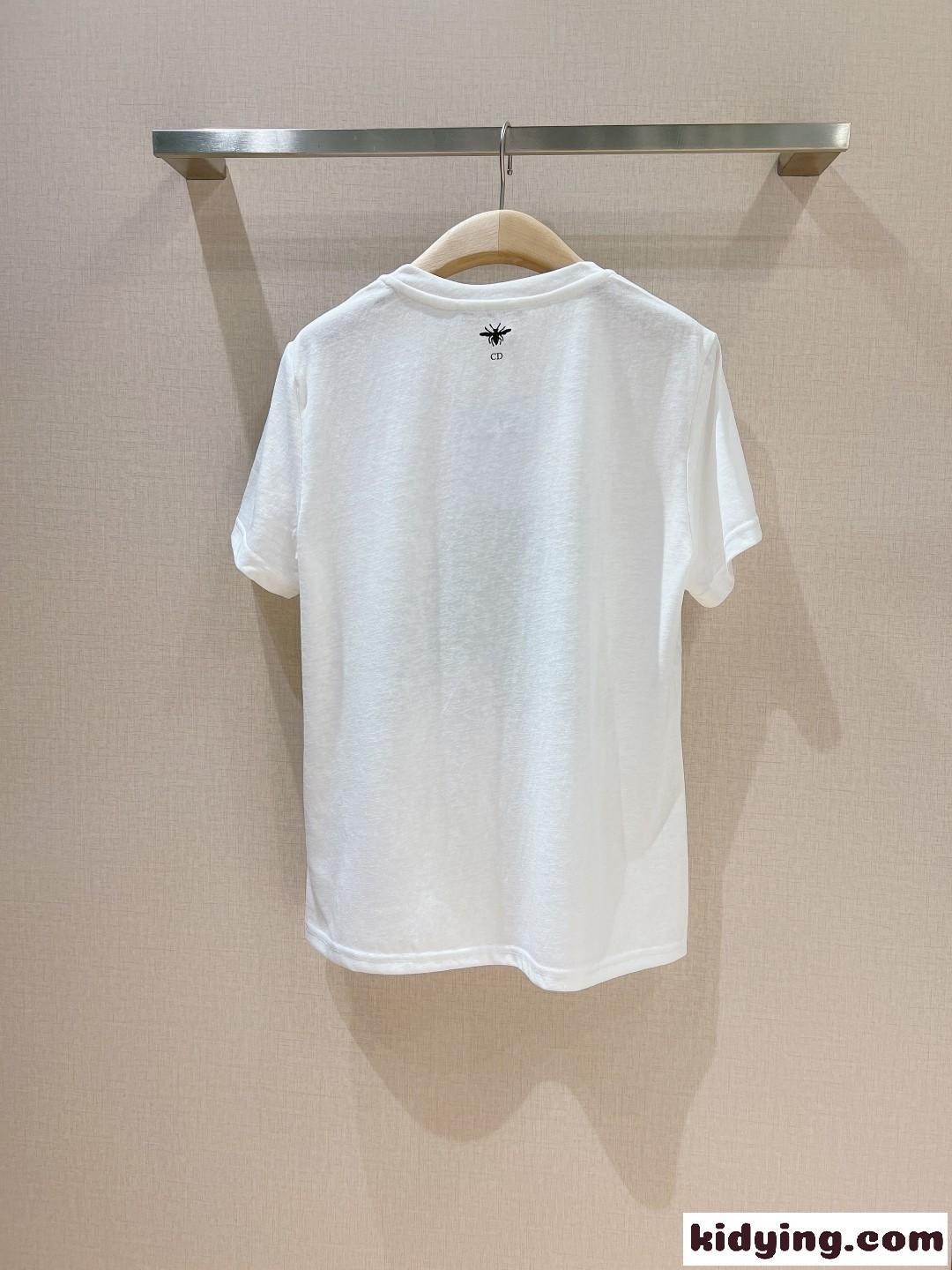 Dragon コットン & リネン 半袖Tシャツ クリスチャン・ディオール Tシャツ コピー ホワイト-1