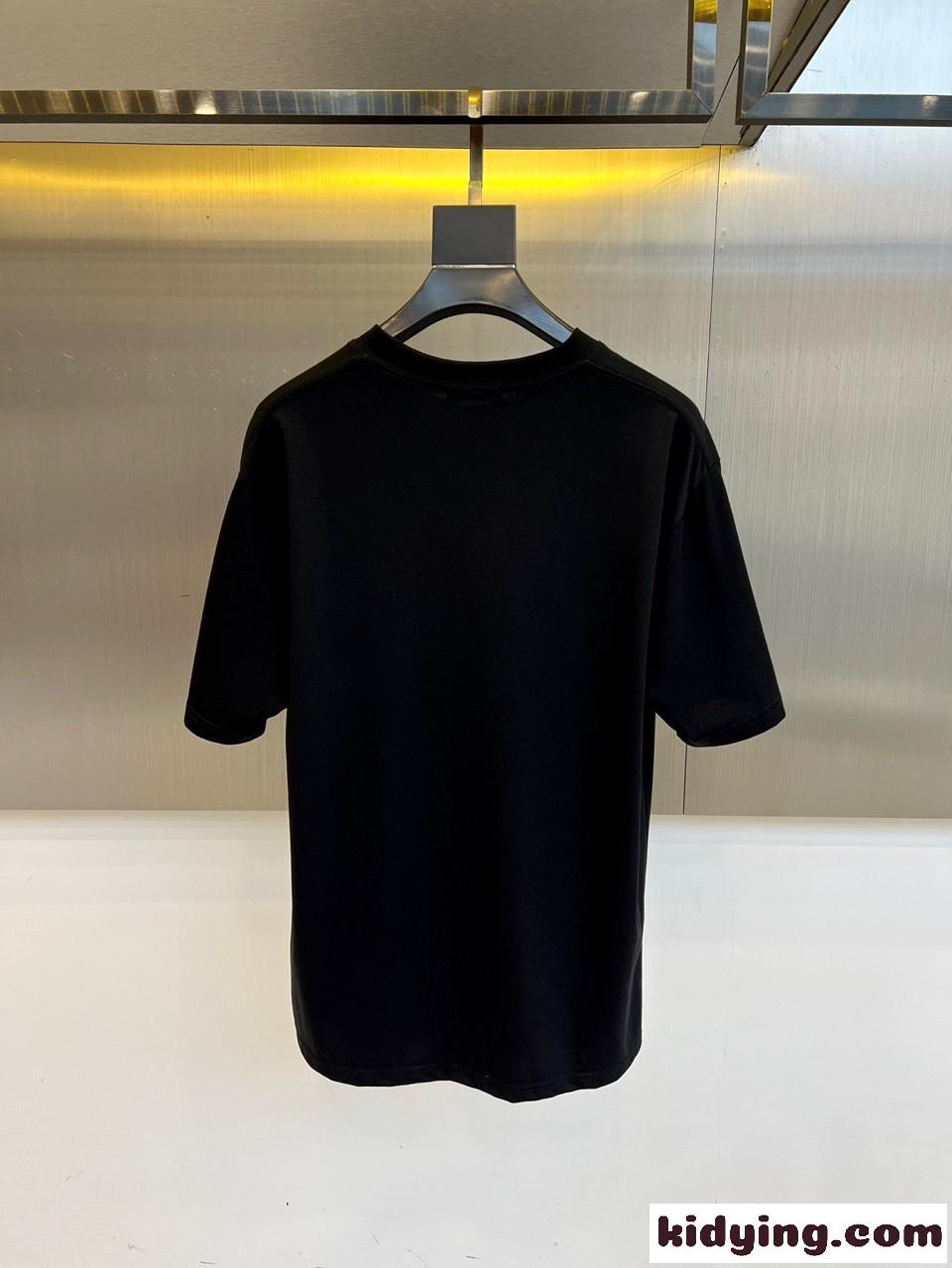 カジュアル プリント バレンシアガ Tシャツ 偽物 クルーネック 半袖トップス ブラック-3