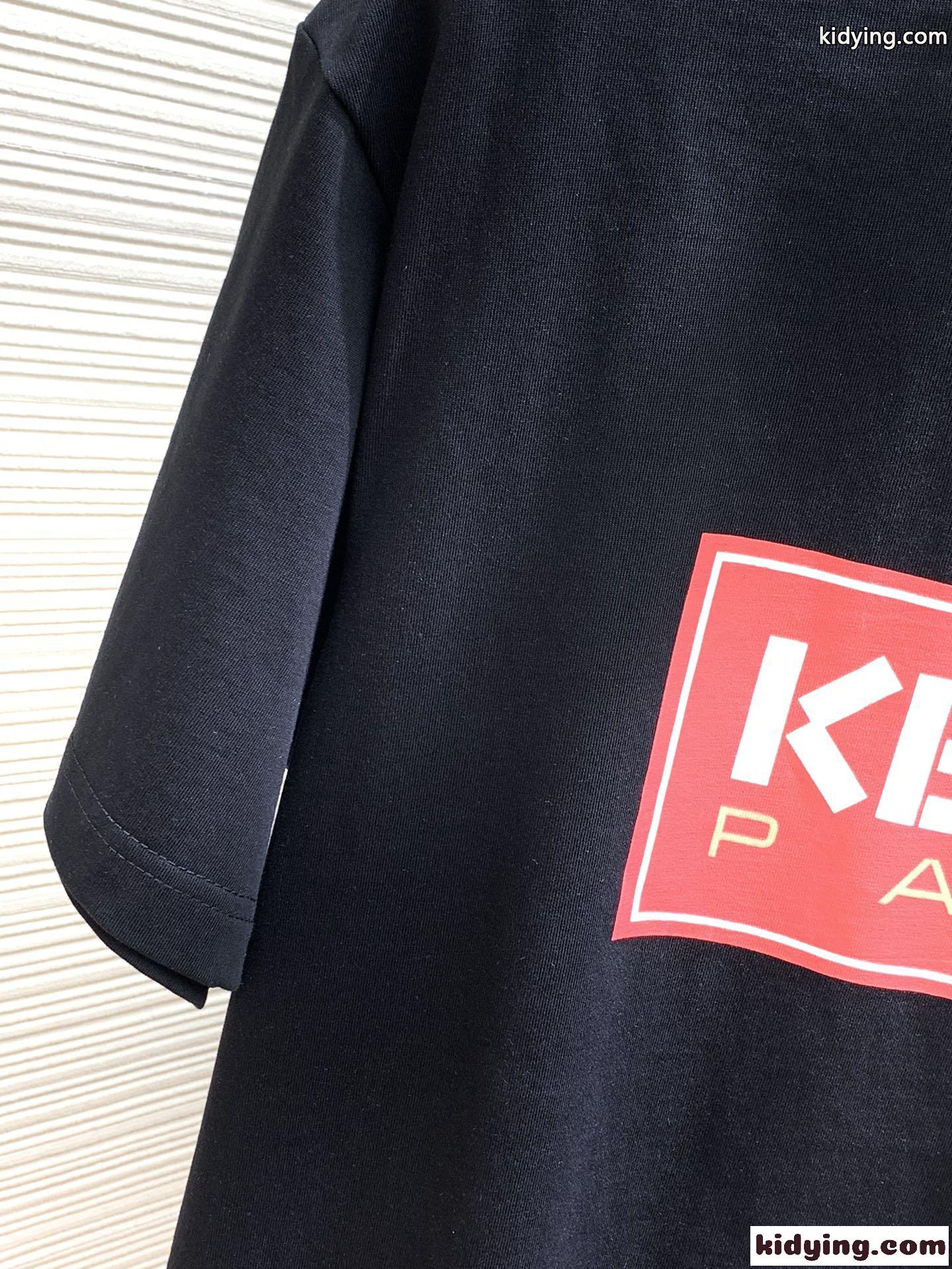 シンプル おしゃれ クルーネック ロゴ プリント ケンゾー Tシャツ コピー ブラック-4