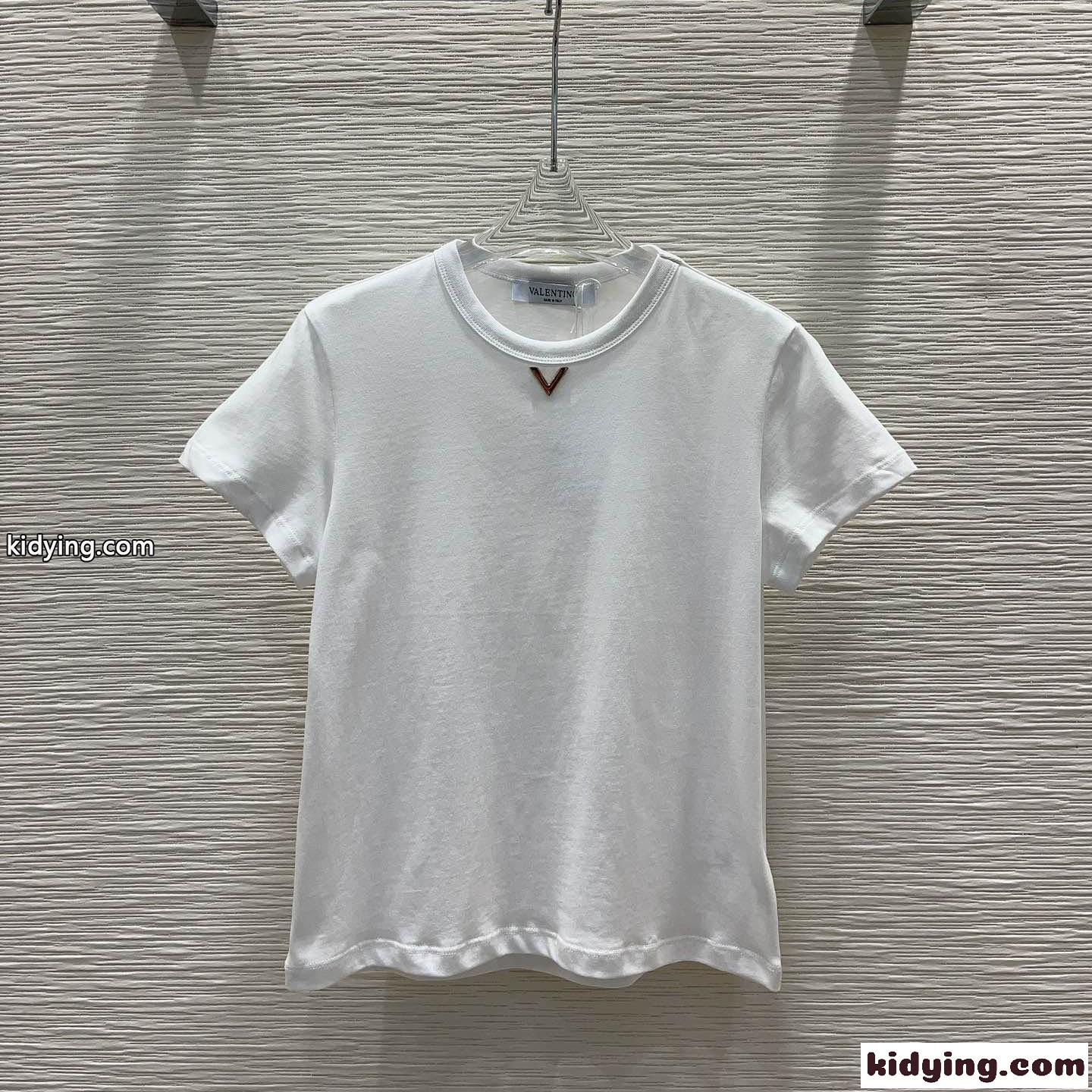 Vロゴ ジャージーコットン Tシャツ ヴァレンティノ 半袖Tシャツ コピー ホワイト-0