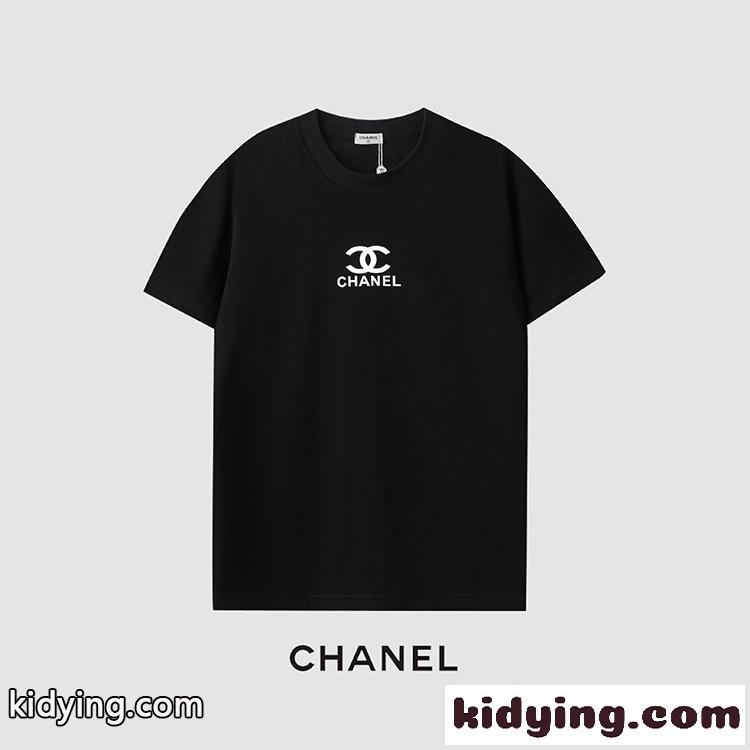 シンプル ロゴ プリント クルーネック シャネル tシャツ コピー 半袖 合わせやすい トップス-1
