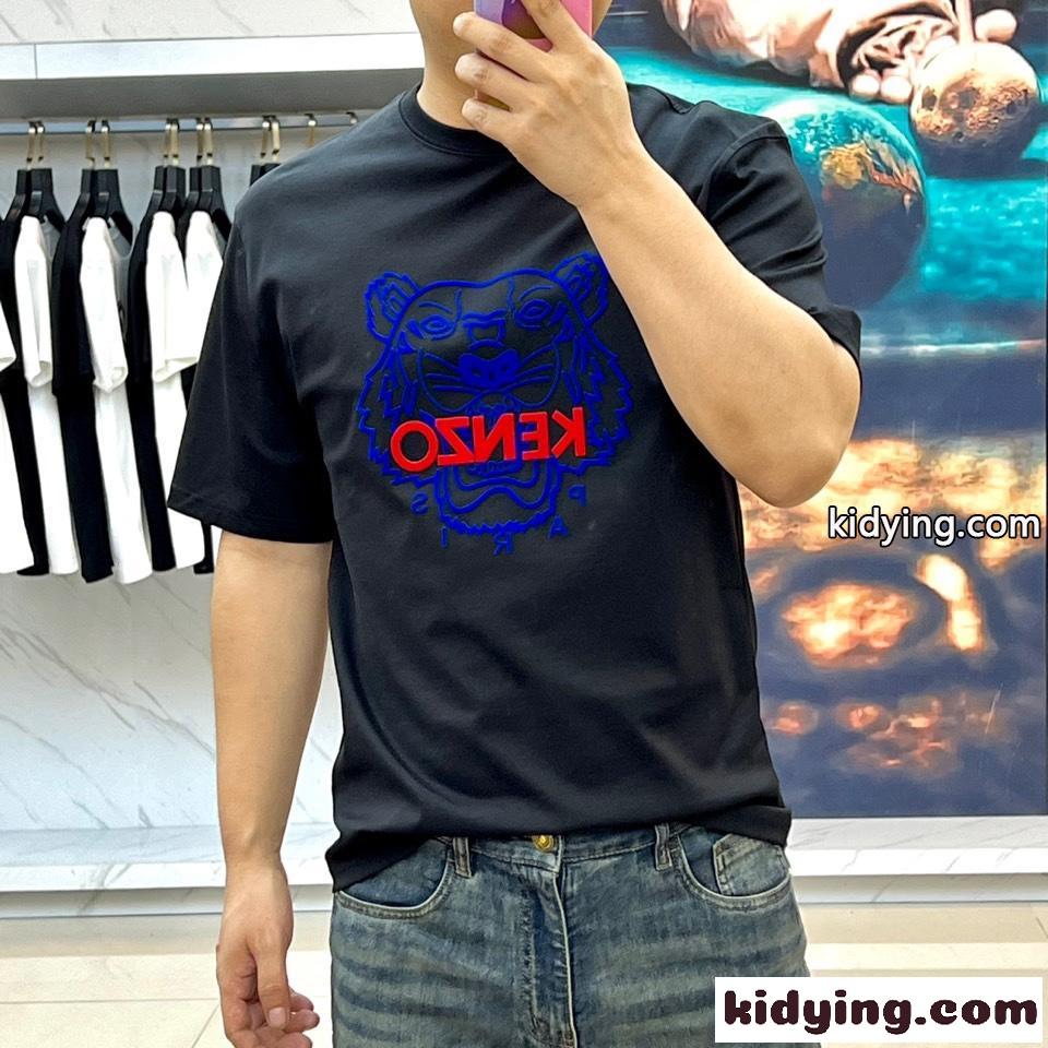 カジュアル ロゴ コットン 半袖Tシャツ ケンゾー Tシャツ コピー ブラック-1