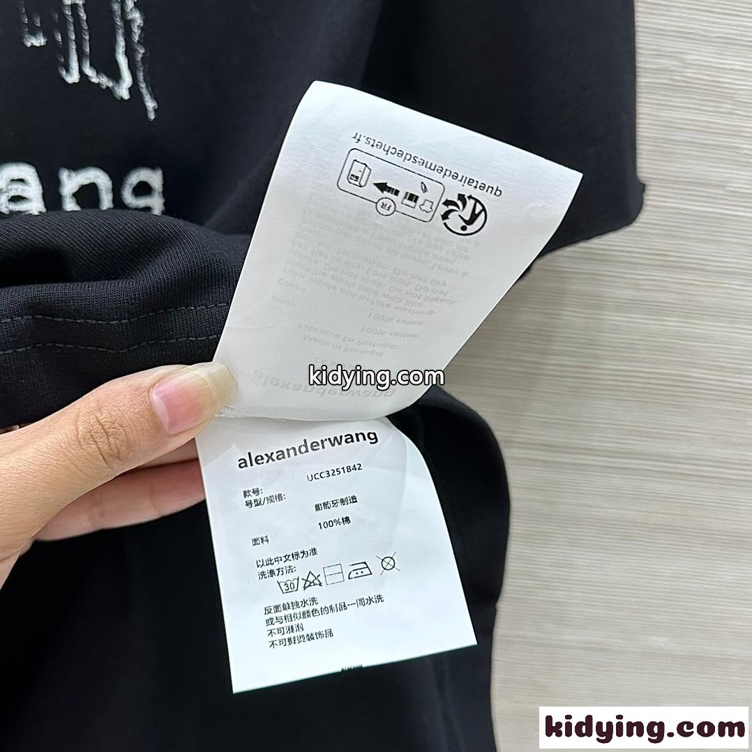 コットン オーバーサイズ ロゴtシャツ アレキサンダーワング Tシャツ コピー ブラック-3