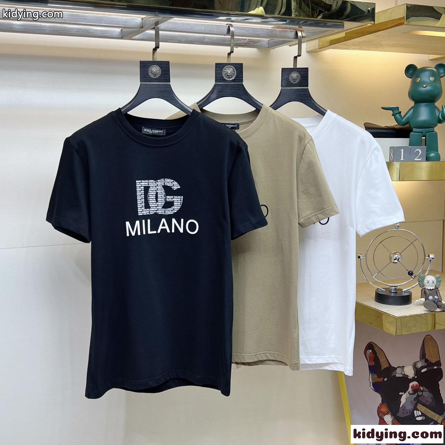 3色あり コットン DGミラノプリント 半袖Tシャツ ドルチェ&ガッバーナ Tシャツ コピー-0