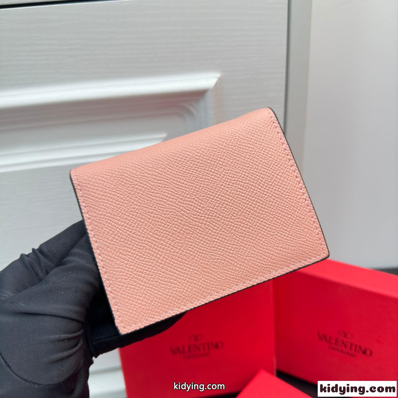 Vロゴ シグネチャー コンパクトウォレット ヴァレンティノ 財布 コピー ピンク-2