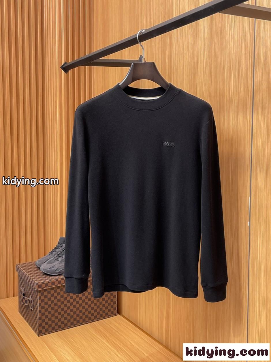 ベーシック 秋冬 長袖Tシャツ ヒューゴ・ボス Tシャツ 偽物 厚手 トップス-0