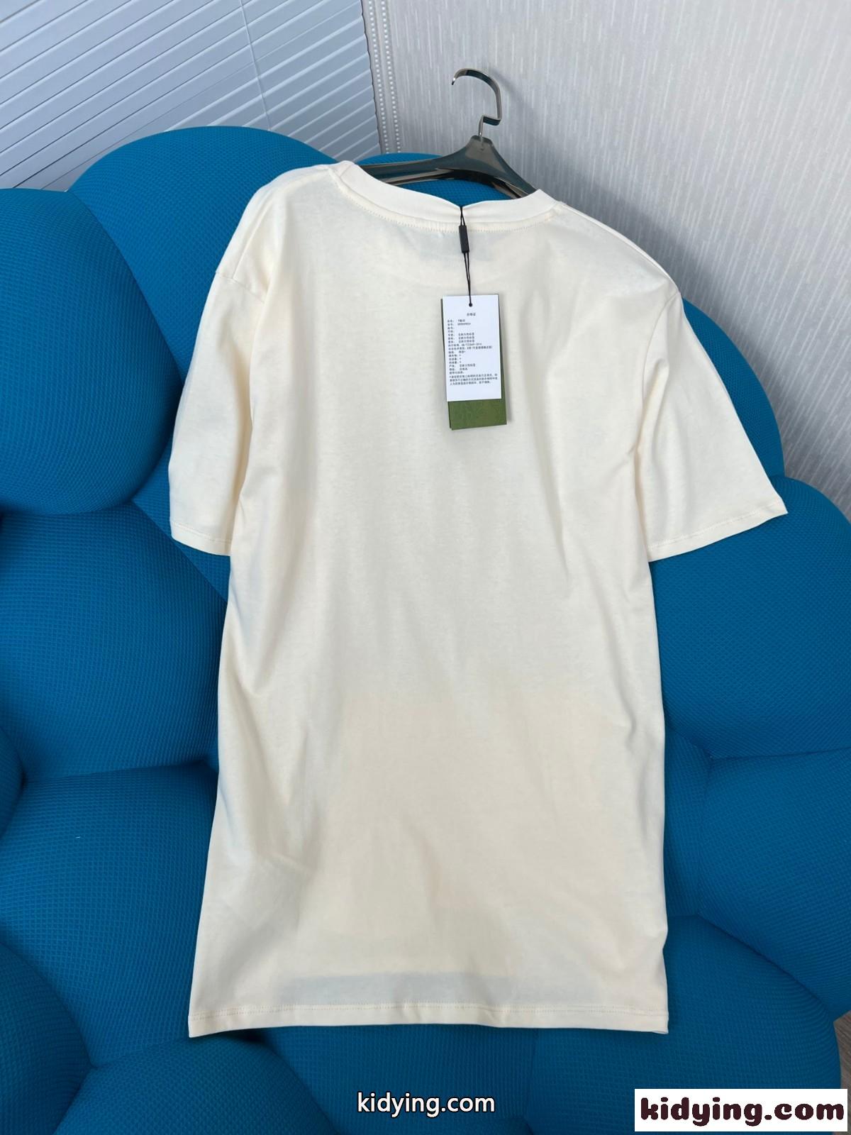 トレンド ビッグシルエット 体型カバー 可愛い プリント グッチ 半袖Tシャツ コピー クルーネック おしゃれ-0