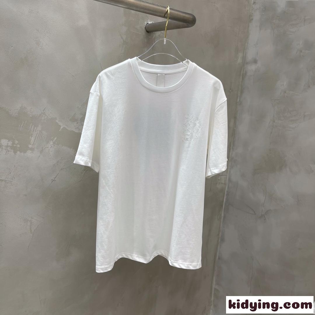 飽きのこない ユニセックス 刺繍 ロゴ クルーネック クロムハーツ tシャツ コピー 定番 カジュアル 通気性 快適-1