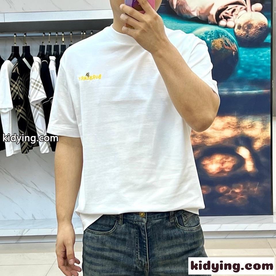 シンプル プリント 半袖Tシャツ バーバリー Tシャツ コピー クルーネック ホワイト-1