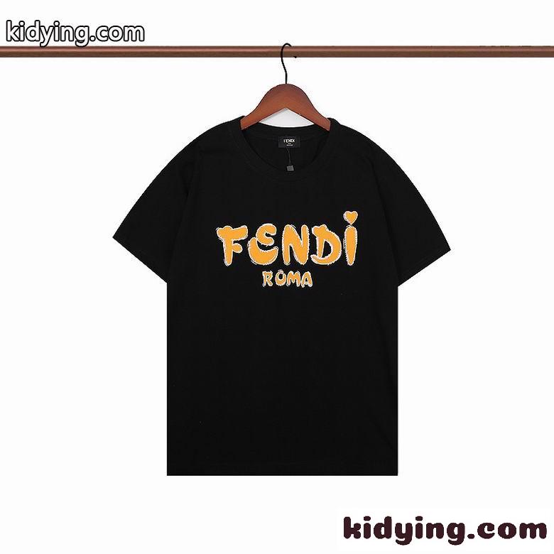 ユニセックス 定番 ロゴ プリント クルーネック フェンディ Tシャツ コピー 半袖 トップス 可愛い おしゃれ-1