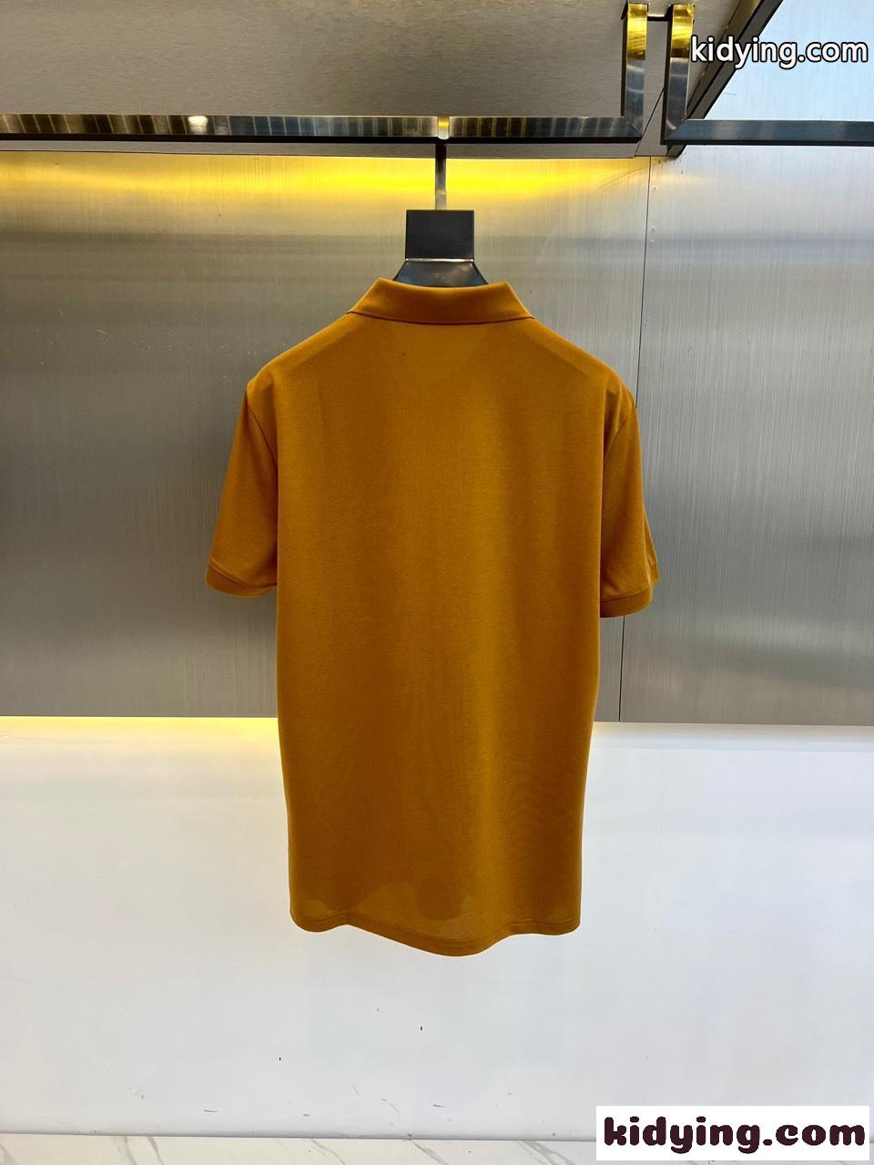 洗練された コットンピケ 半袖 ポロシャツ フェンディ Tシャツ 偽物 ブラウン-4