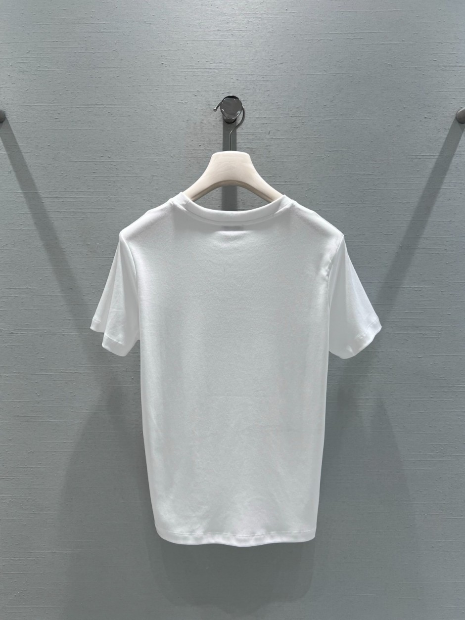 シンプル ロゴ 半袖Tシャツ シャネル Tシャツ コピー ホワイト-0