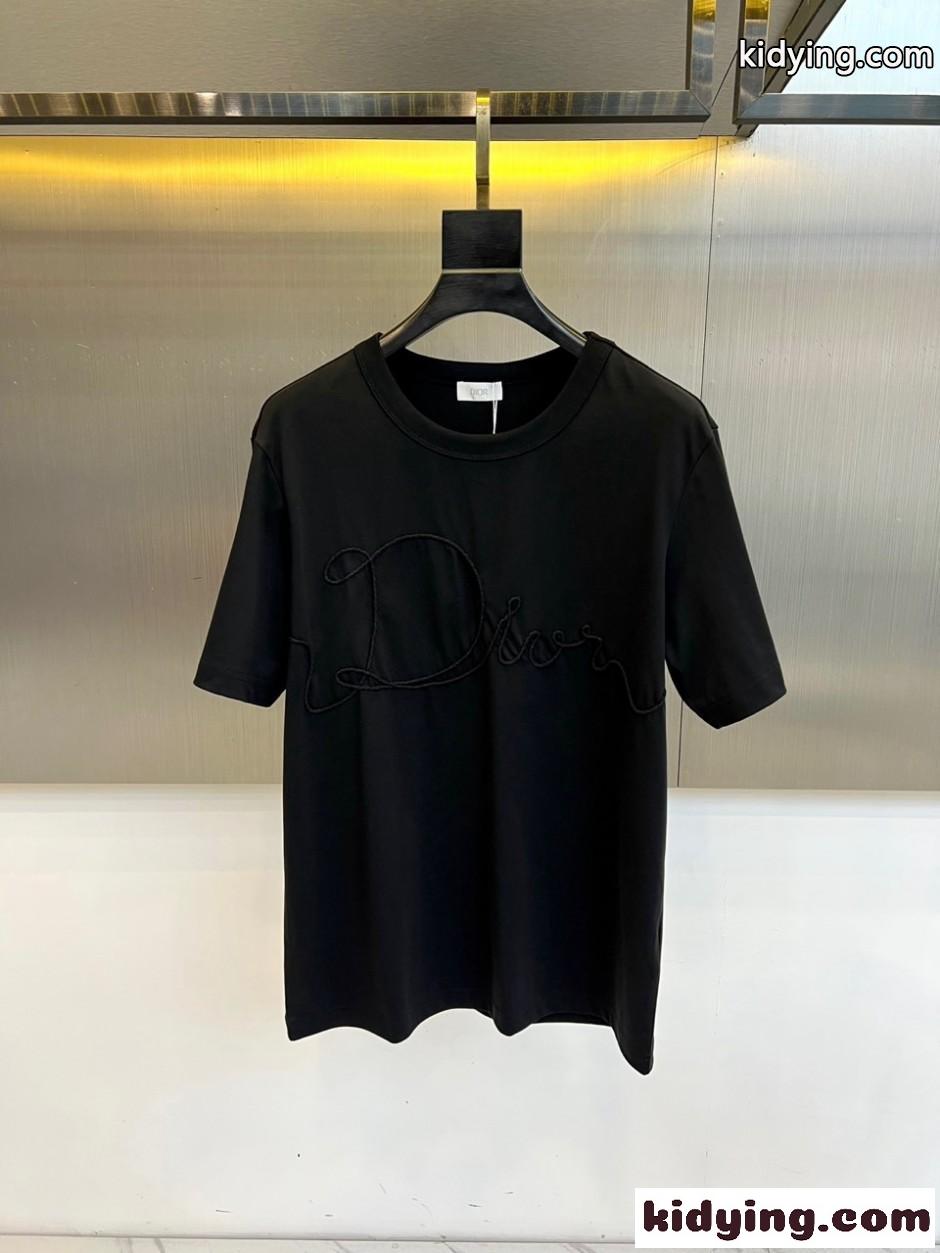 シンプル ロゴ 半袖Tシャツ クリスチャン・ディオール Tシャツ 偽物 ブラック-0