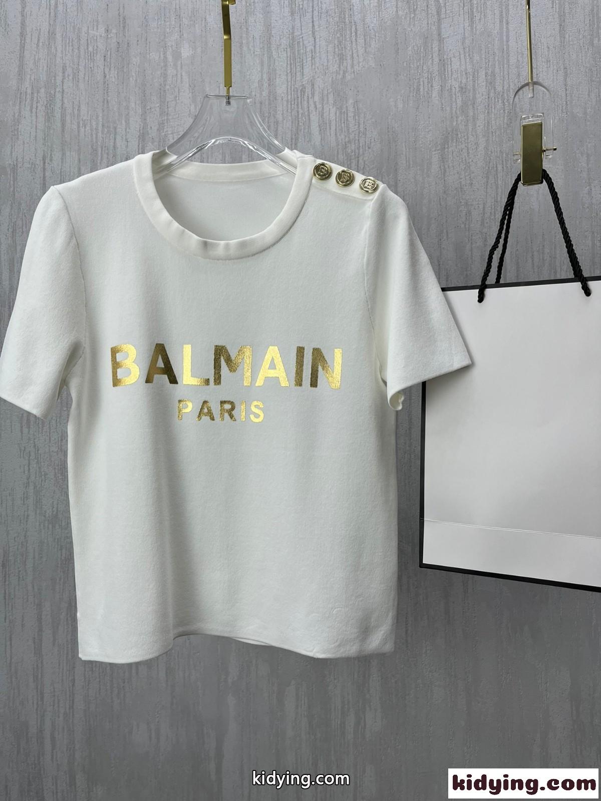 春夏 新作 優しい肌触り 快適 4色あり ロゴ プリント バルマン tシャツ コピー クルーネック ニット おしゃれ-3