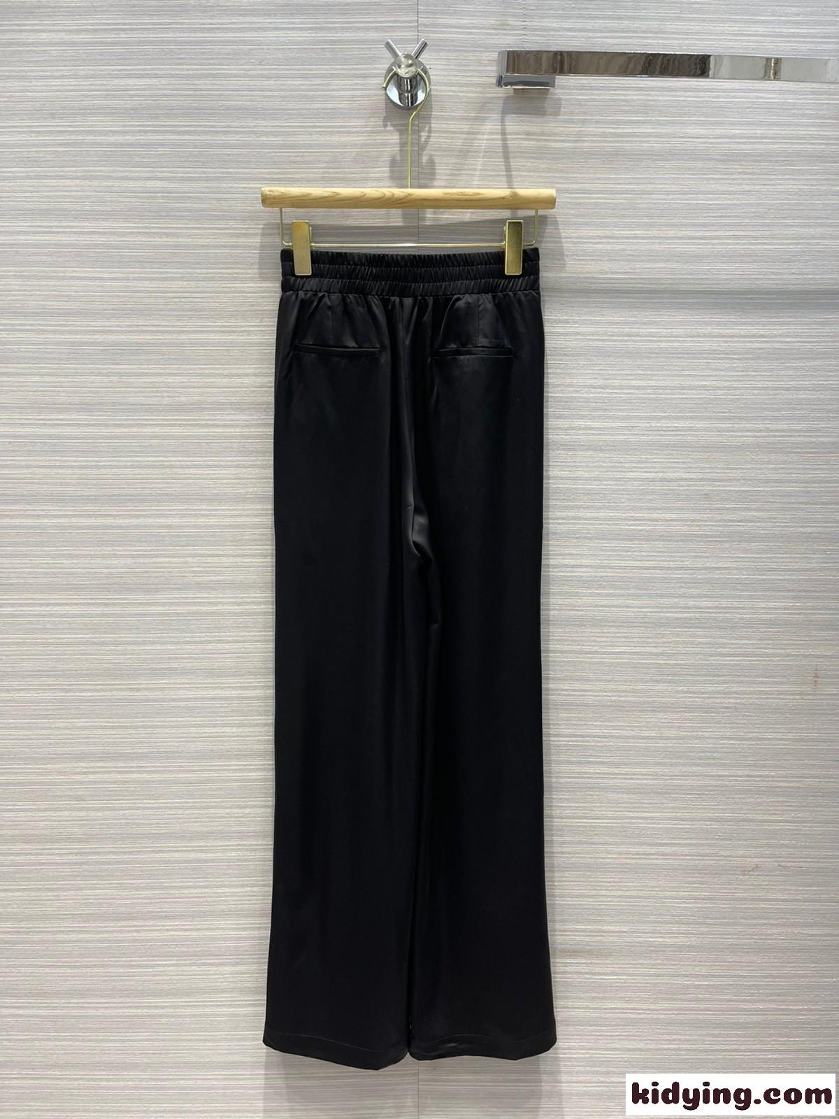 バーバリー パンツ コピー クリスタルストライプ シルクサテンブレンド ワイドレッグ トラウザー-1