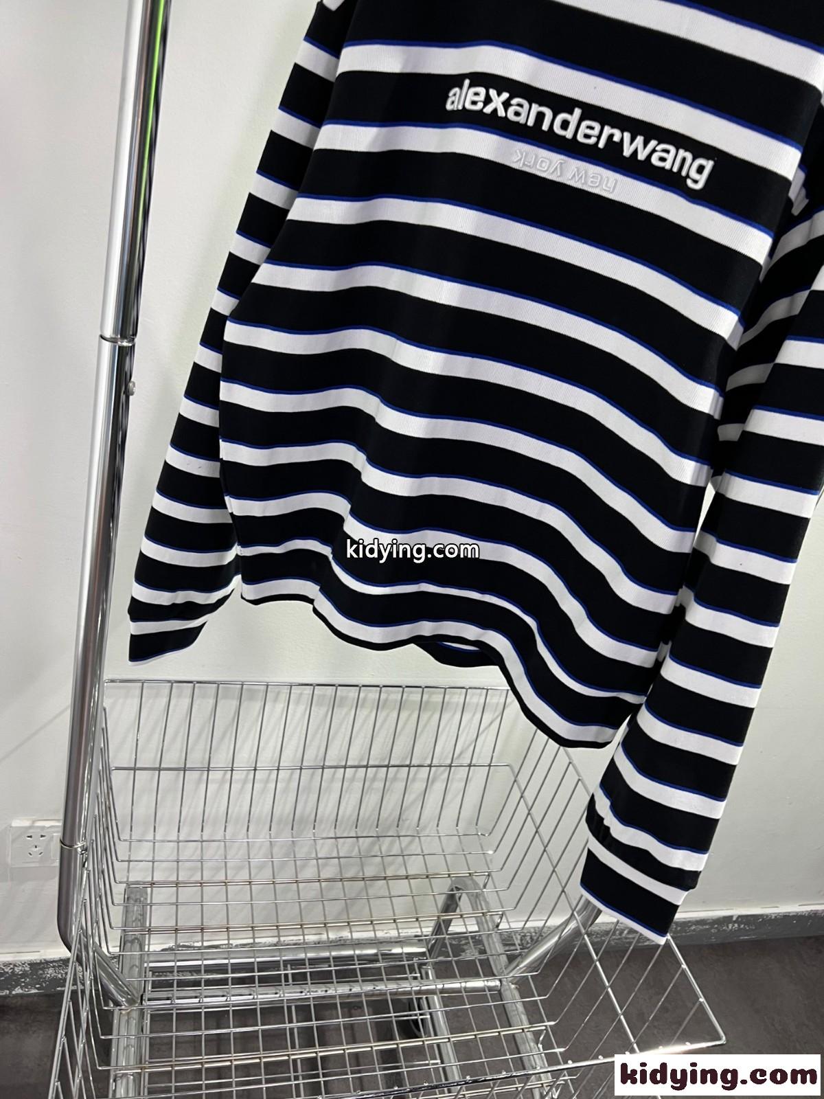 春秋の必須アイテム♪ボーダー柄 ハイネック 長袖 アレキサンダーワング Tシャツ コピー-4