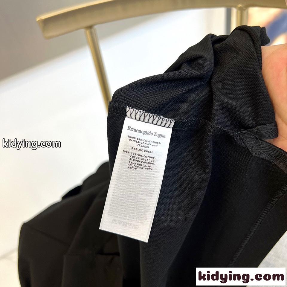 エルメネジルド・ゼニア 半袖Tシャツ コピー コットンピケポロシャツ ブラック-4