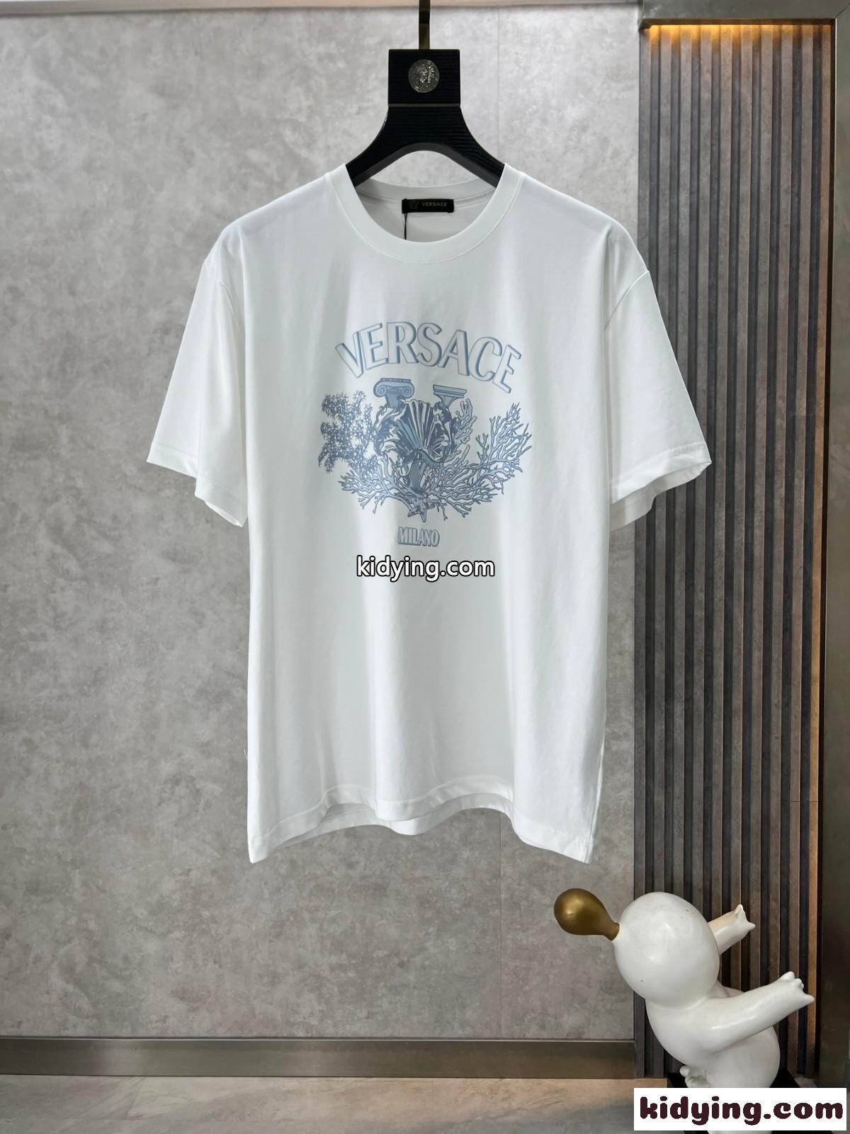 カジュアル ロゴプリント ヴェルサーチェ Tシャツ スーパーコピー ホワイト-0