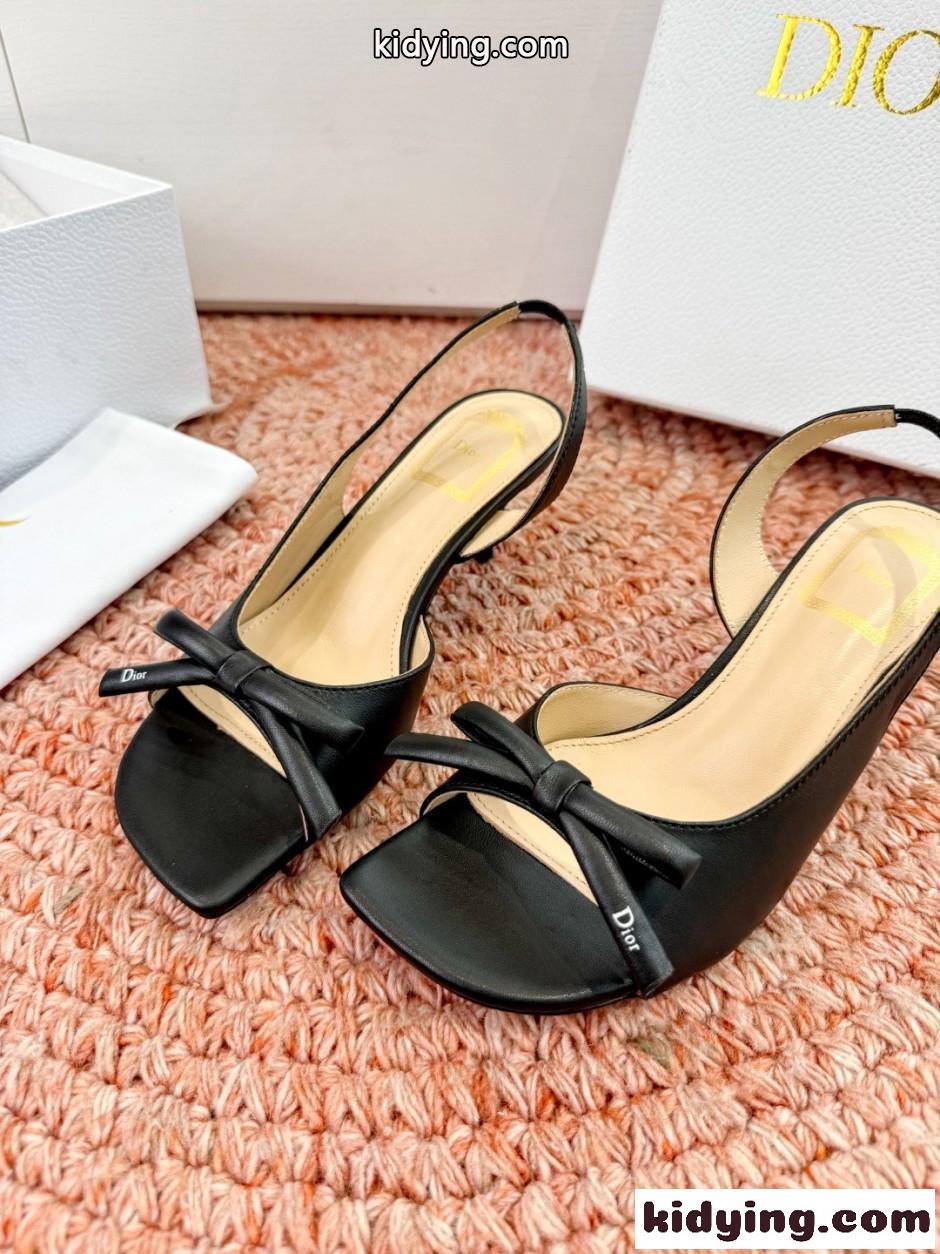 Dior Bow ヒール スリングバックサンダル クリスチャン・ディオール コピー ブラック-4