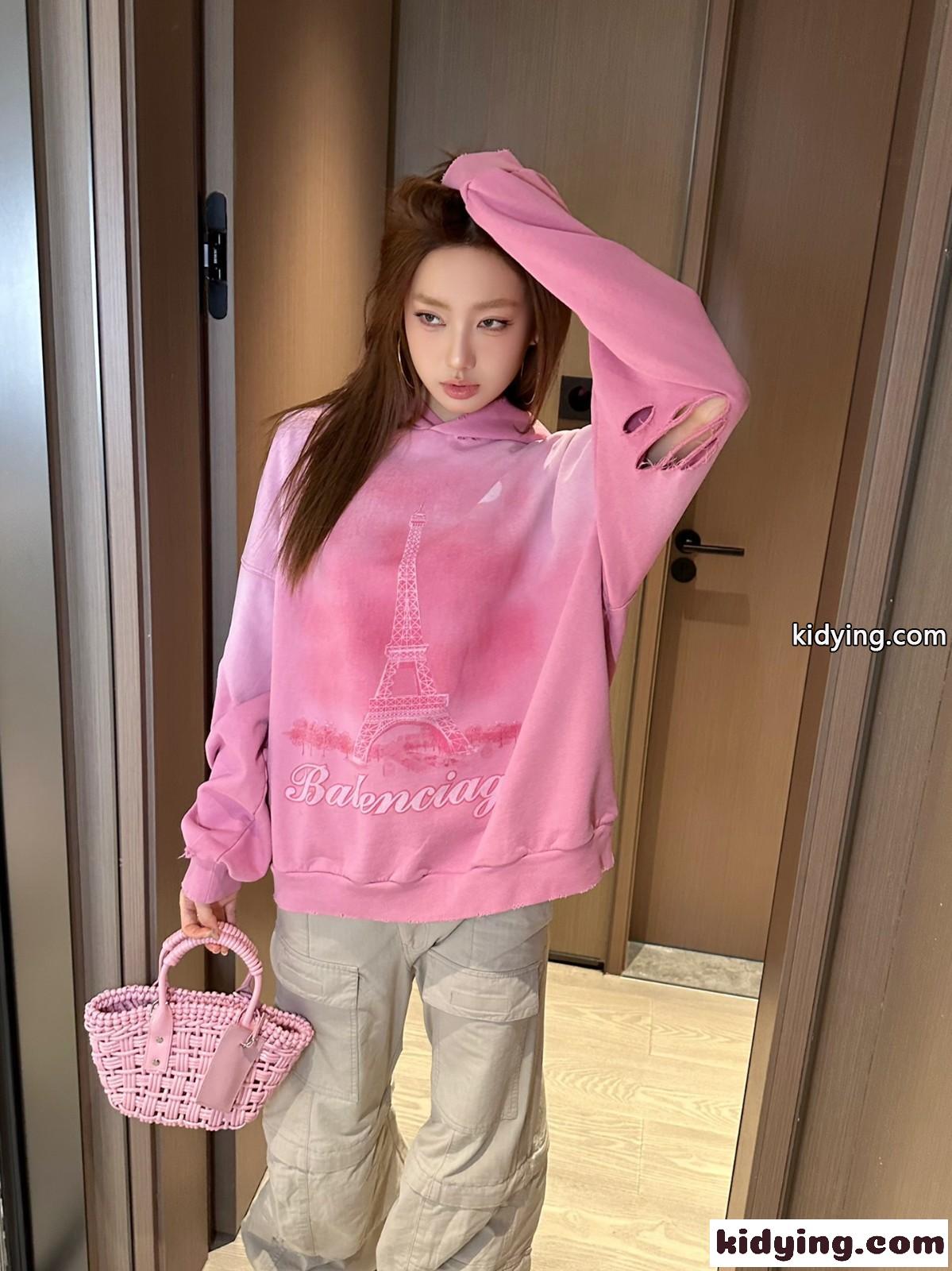 PARIS MOON HOODIE オーバーサイズ バレンシアガ パーカー コピー ピンク-4
