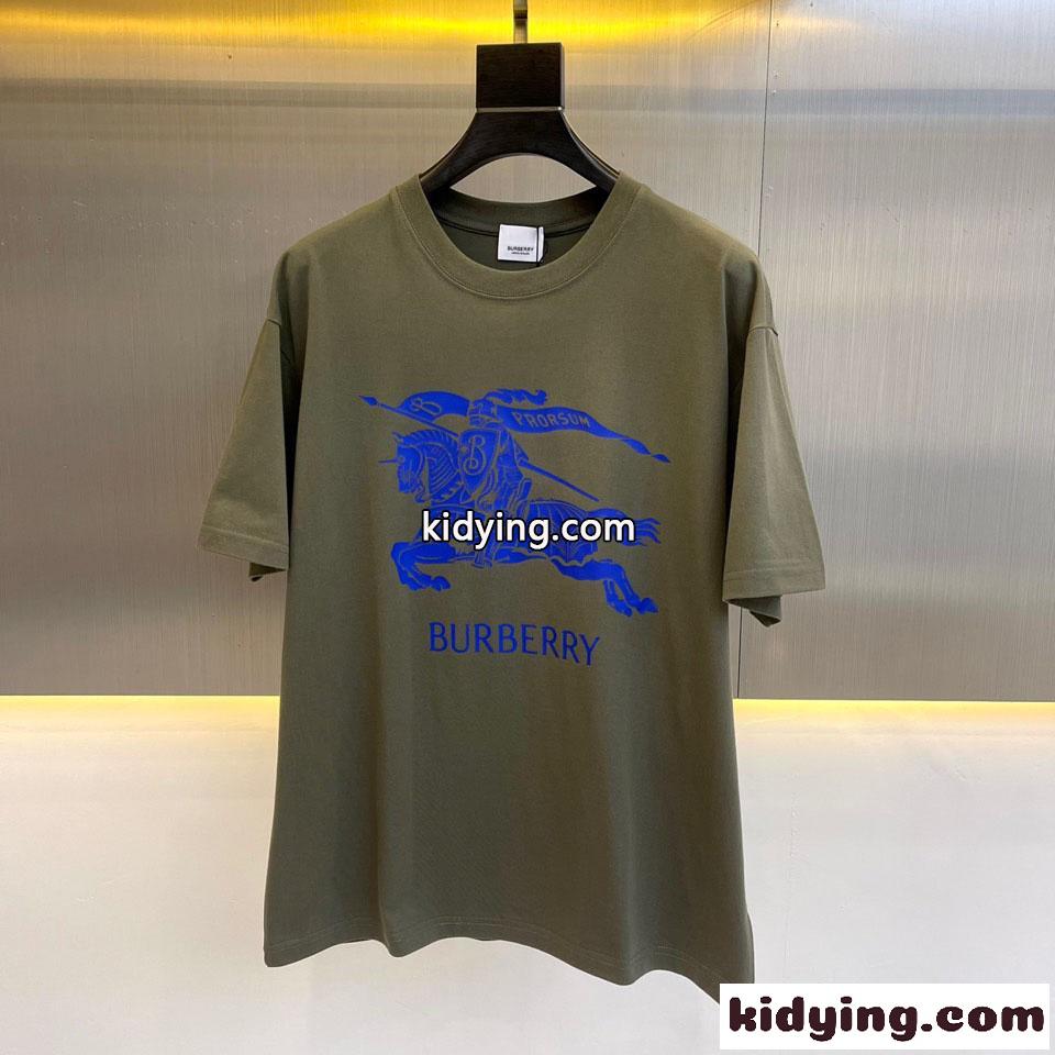 ベーシック 着回し ロゴ クルーネック バーバリー Tシャツ コピー メンズ 半袖 トップス グリーン-0